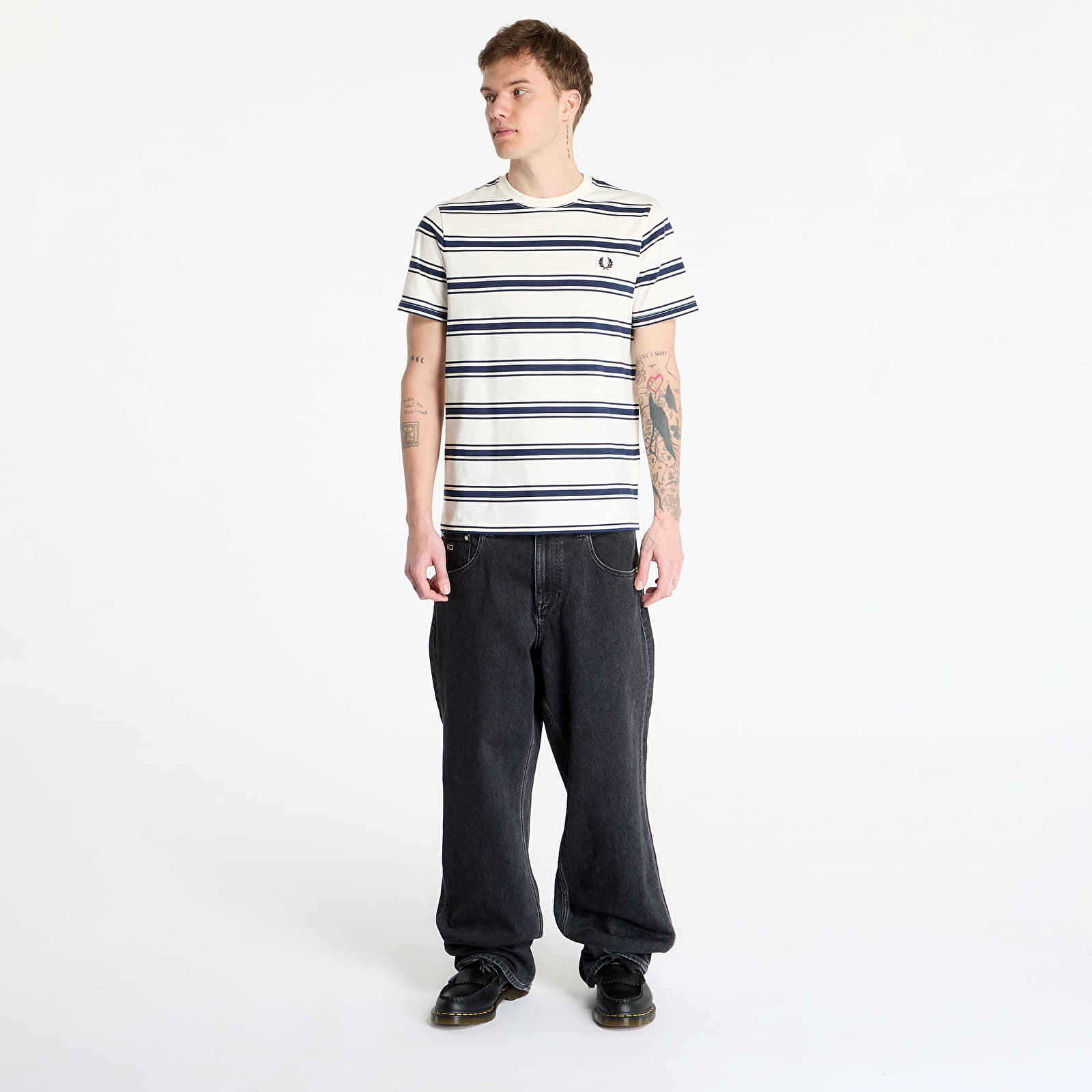 Men's T-shirts FRED PERRY Fine Stripe T-Shirt Ecru
