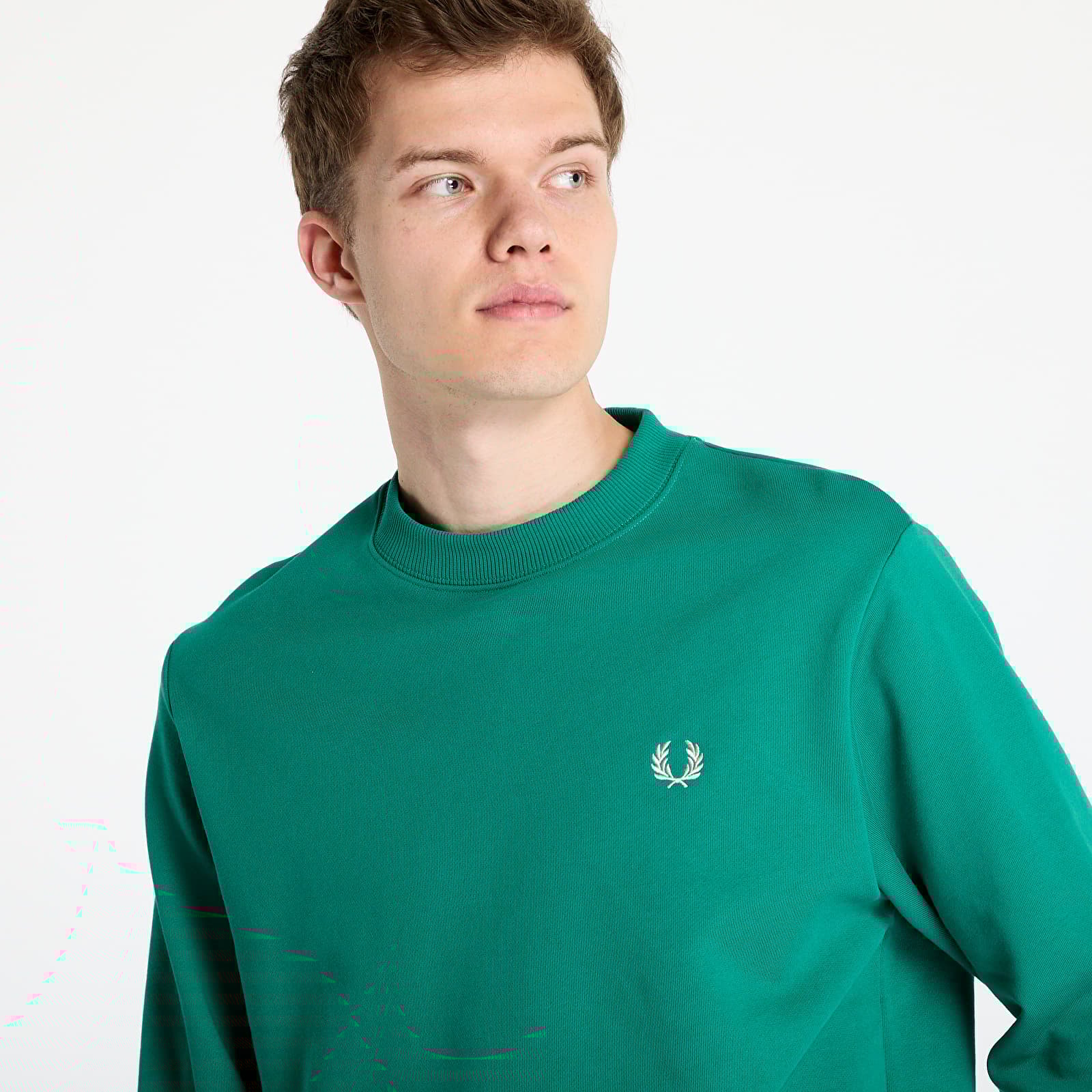 Sudaderas de hombre FRED PERRY Crew Neck Sweatshirt Label Green