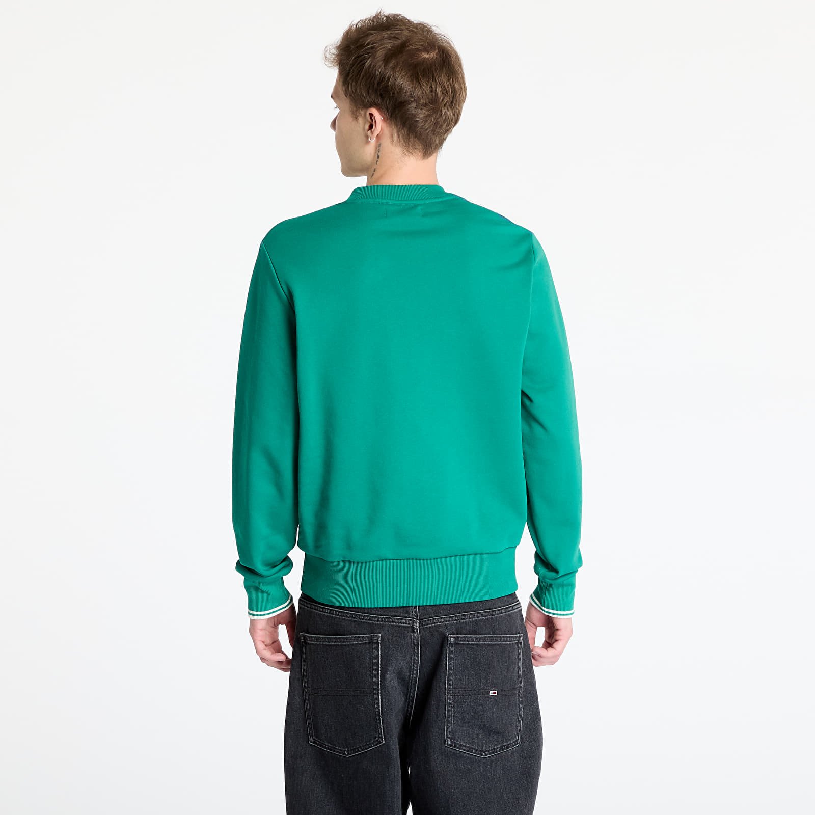 Sudaderas de hombre FRED PERRY Crew Neck Sweatshirt Label Green