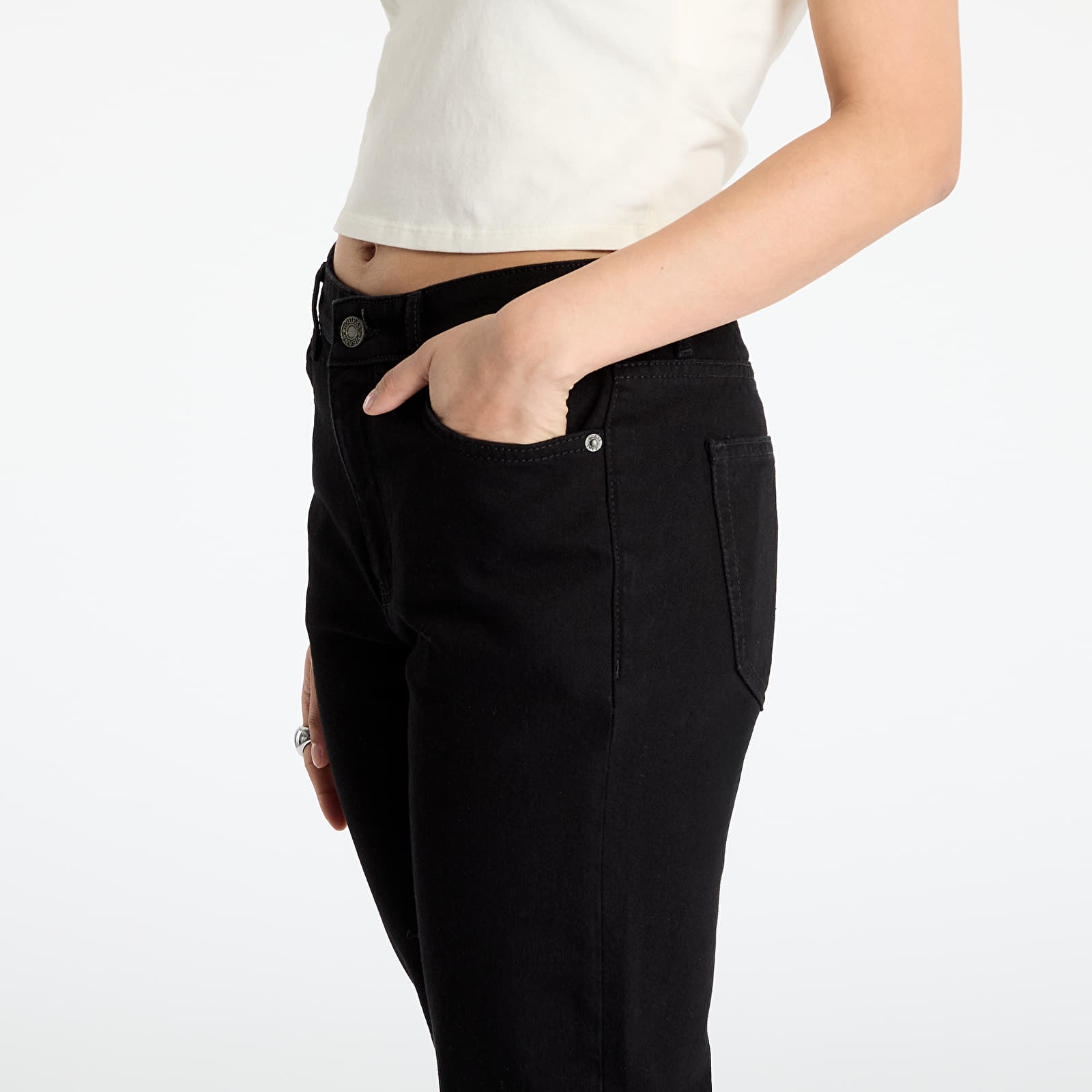 Jeans and trousers Guess JEANS G08 Women's Mid-Rise Straight Jeans Black Overdye