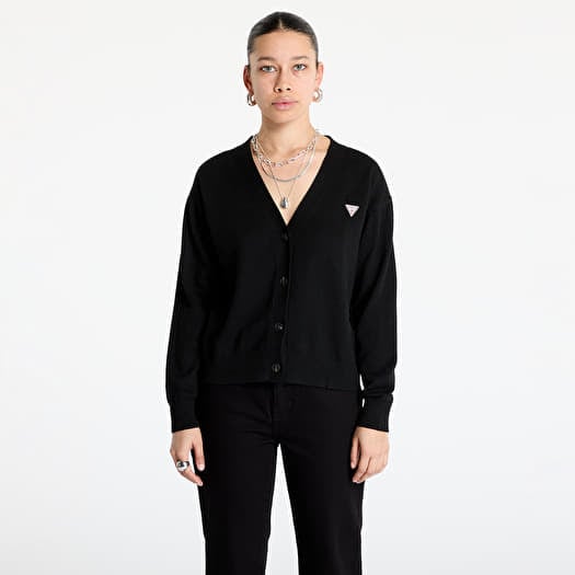 Guess JEANS Silk and Wool-Blend Mini Triangle Cardigan Jet Black A996