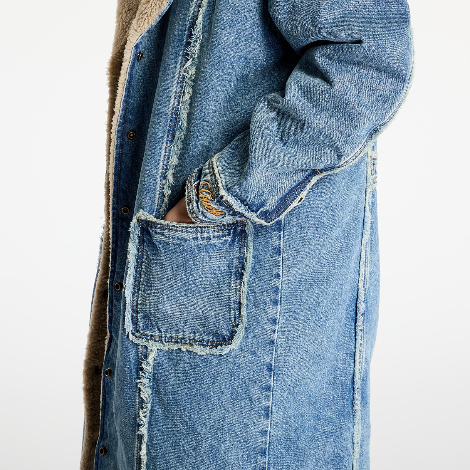 Kurtki Guess Originals Fur Denim Coat Go Fez Medium Wash