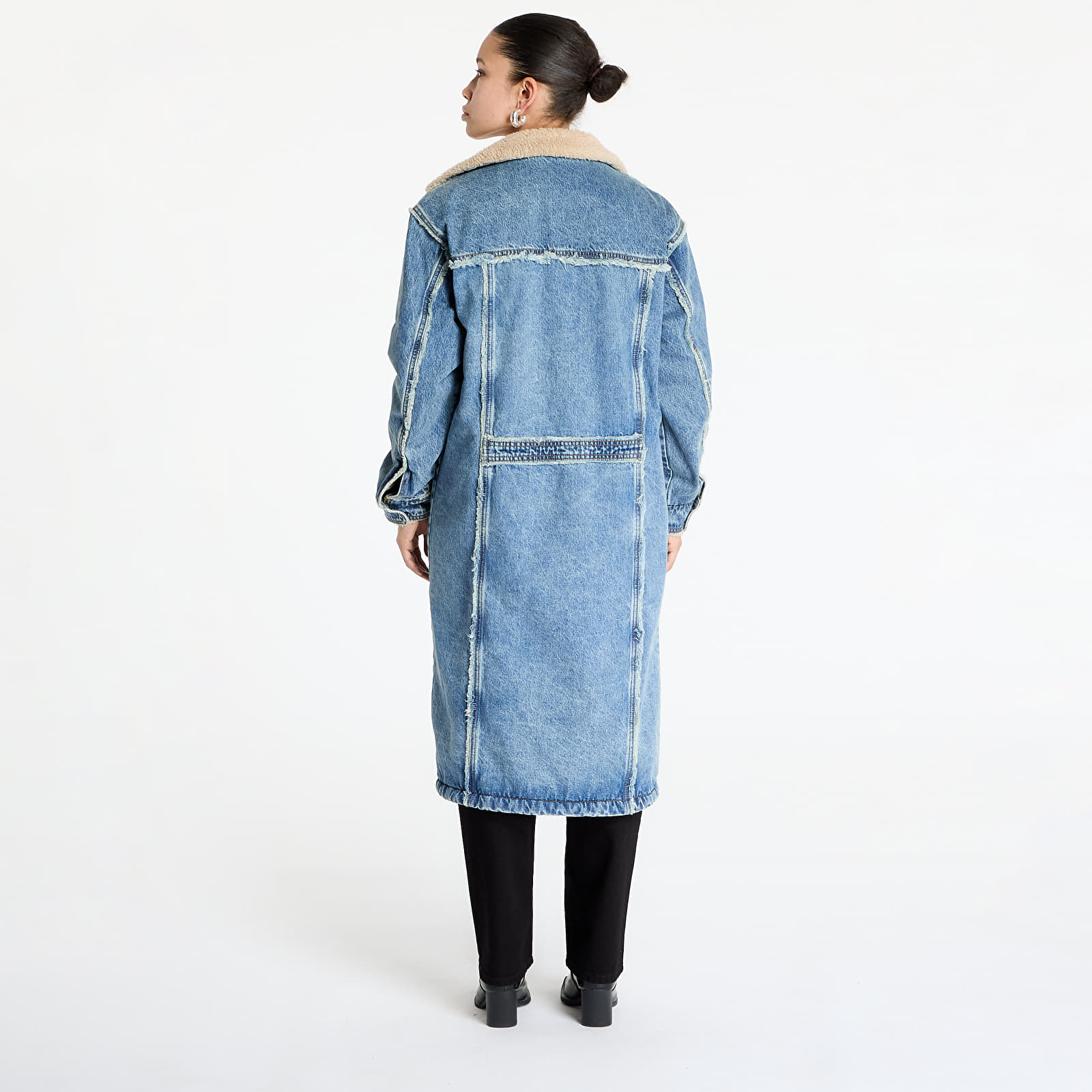Kurtki Guess Originals Fur Denim Coat Go Fez Medium Wash