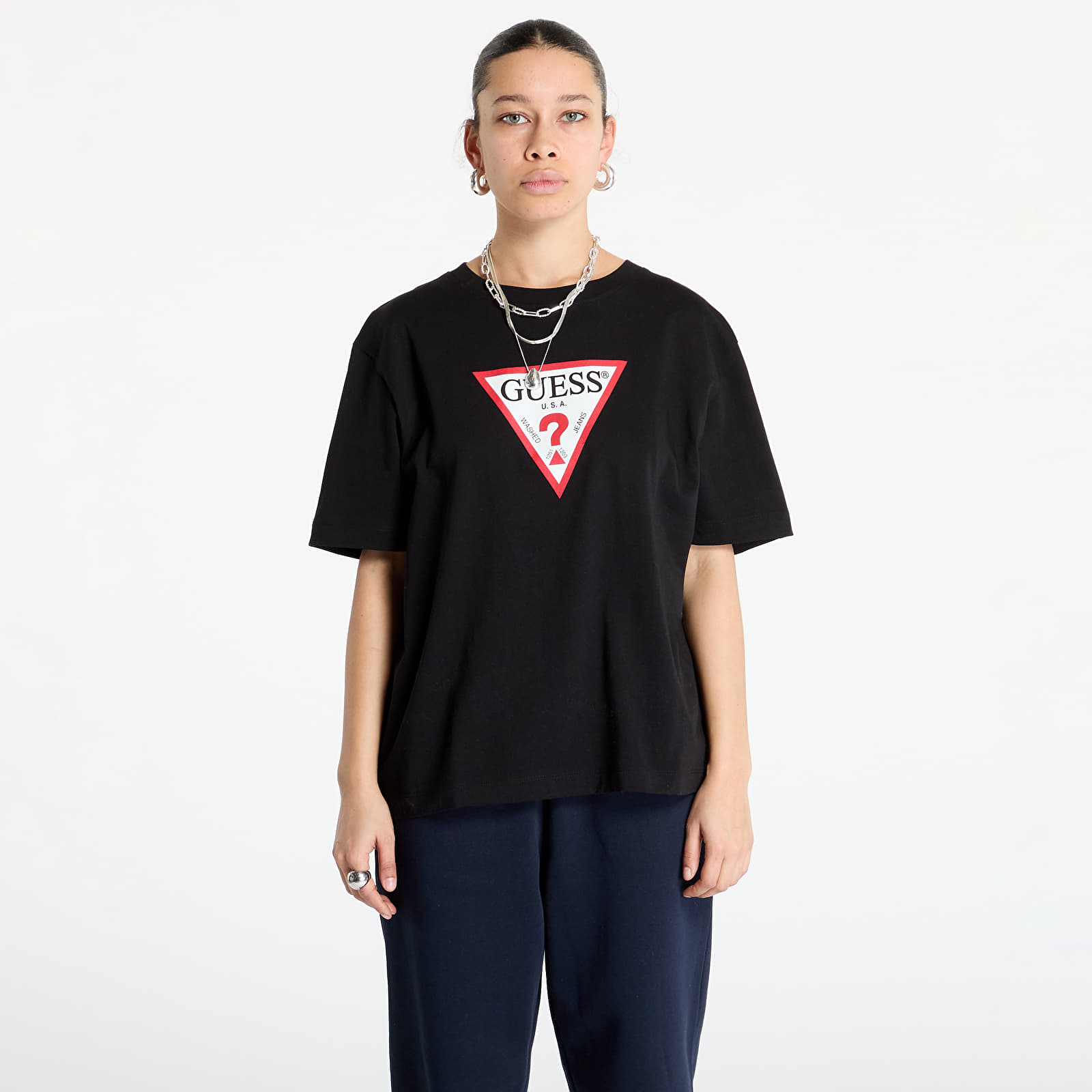 T-särgid Guess JEANS Oversized Iconic Tee Jet Black A996
