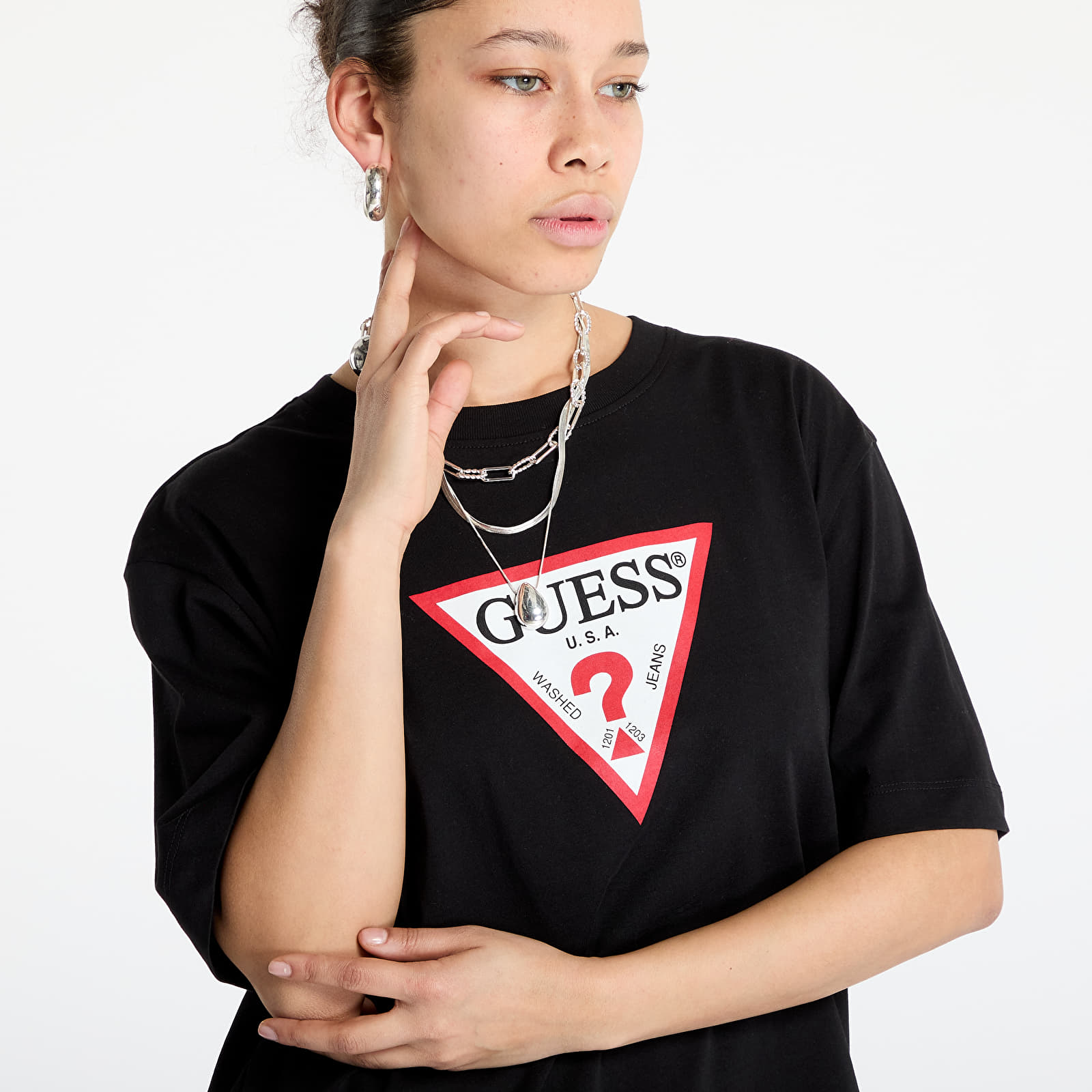 T-särgid Guess JEANS Oversized Iconic Tee Jet Black A996