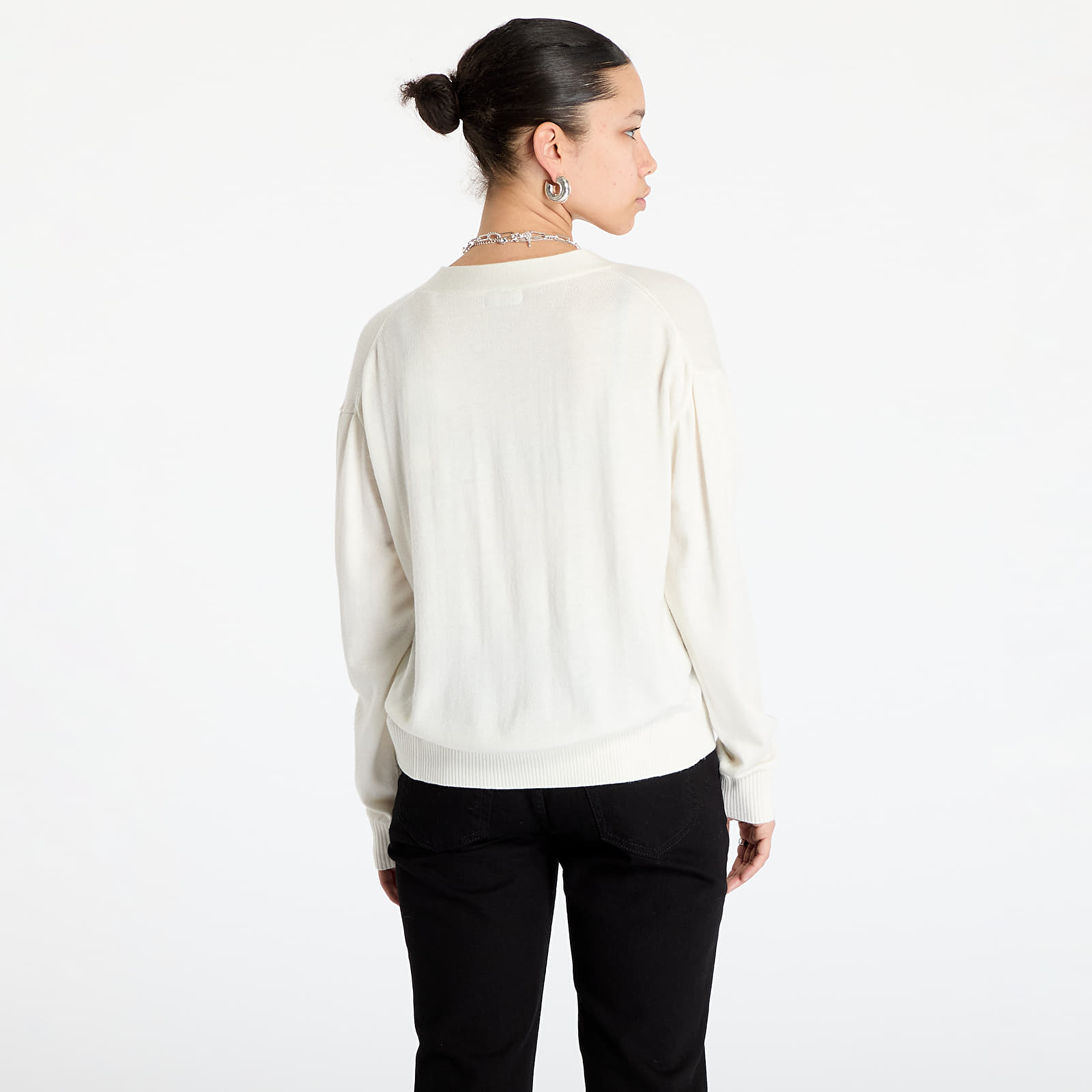 Sweatshirts und Pullover Guess JEANS Silk and Wool-Blend Mini Triangle Cardigan Warm White