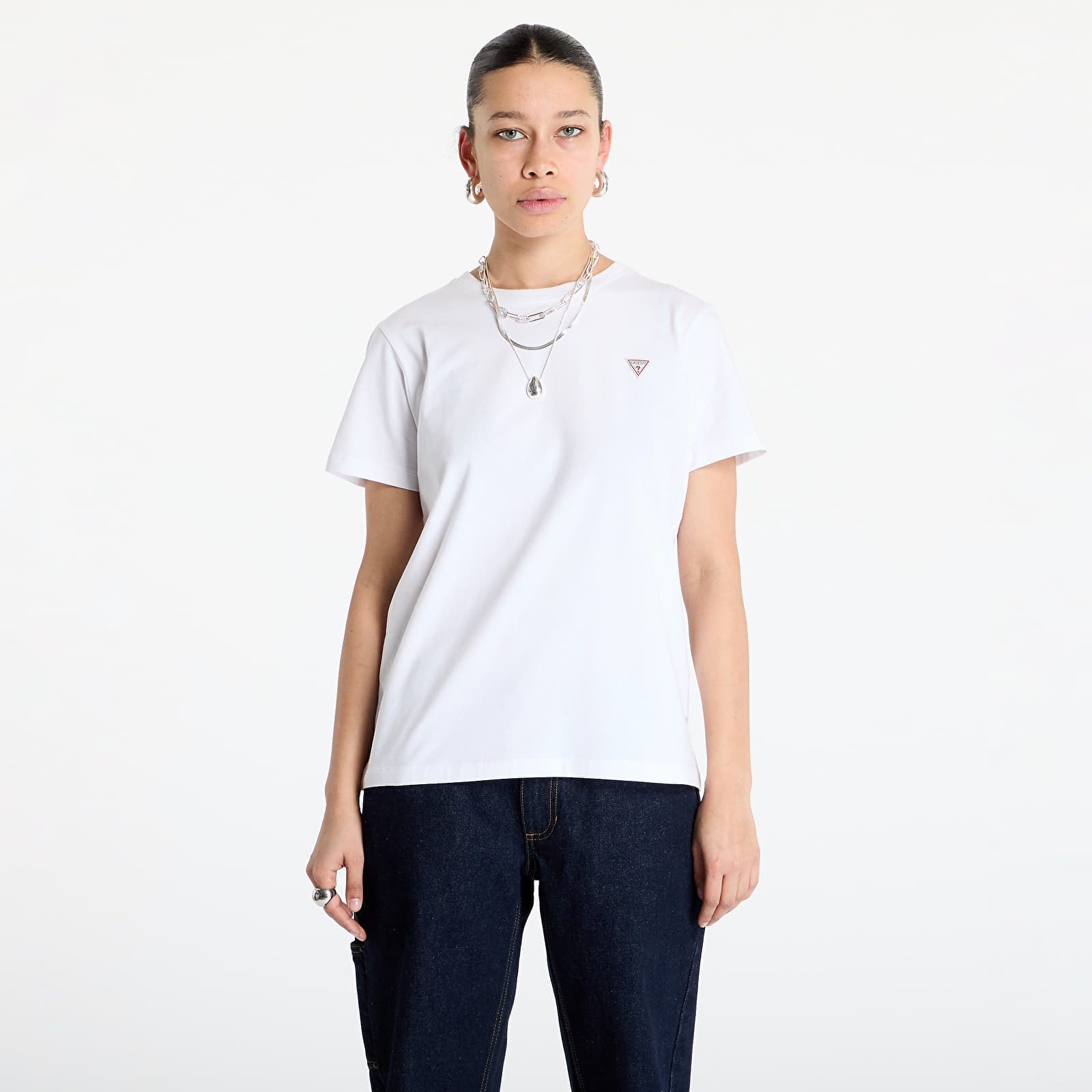 T-shirts Guess JEANS Classic Mini Triangle Tee Pure White