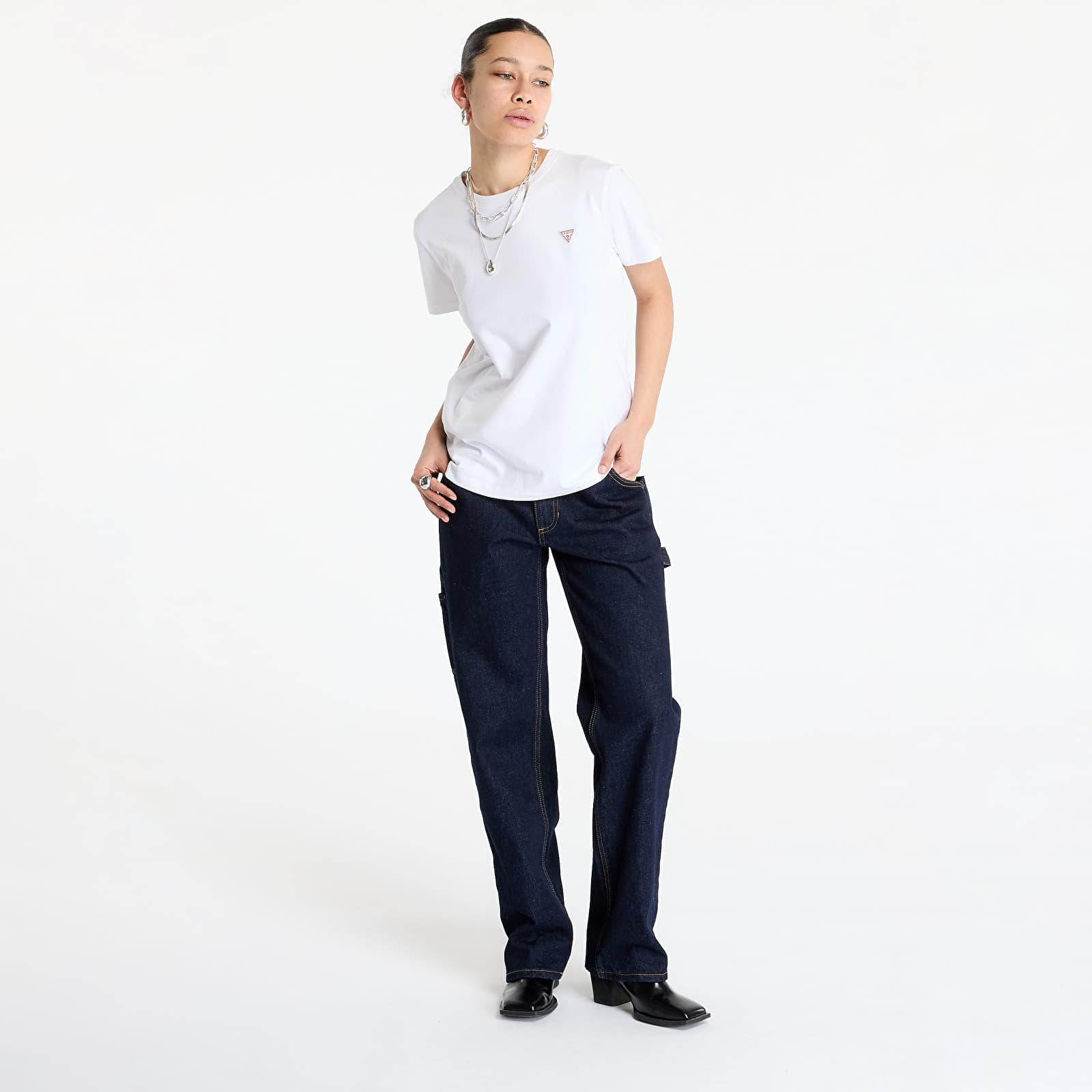 T-shirts Guess JEANS Classic Mini Triangle Tee Pure White