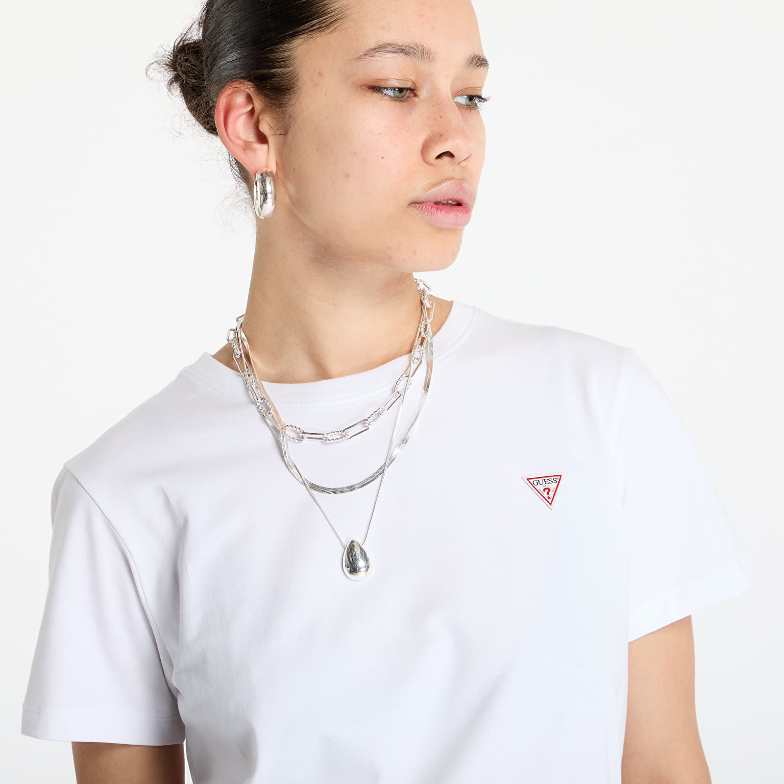 T-shirts Guess JEANS Classic Mini Triangle Tee Pure White