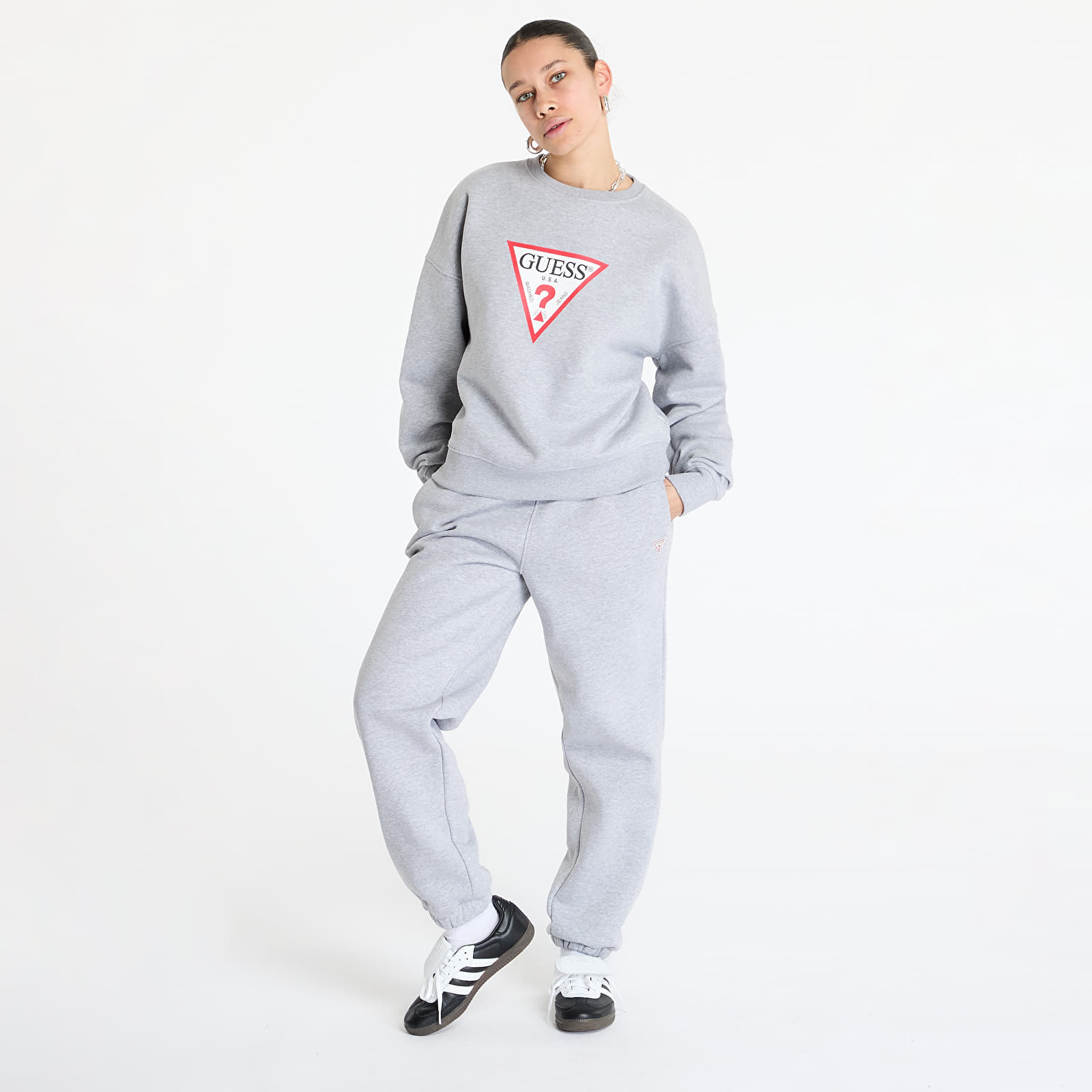 Sweatshirts Guess JEANS Oversized Iconic Triangle Sweat Medium Grey Heath