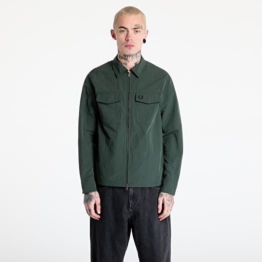 FRED PERRY Zip Through Overshirt Court Green