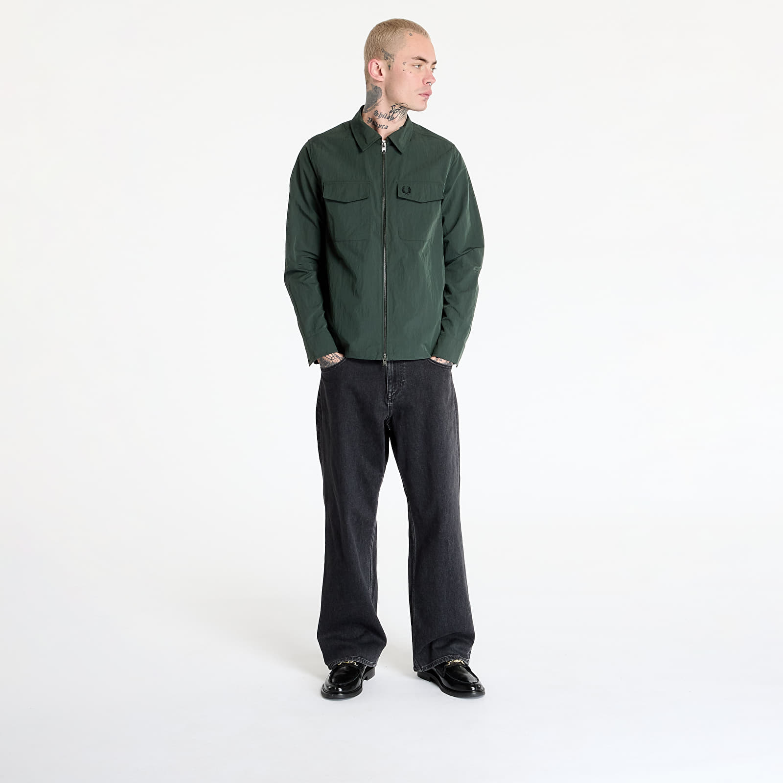 Kurtki męskie FRED PERRY Zip Through Overshirt Court Green Queens 💚