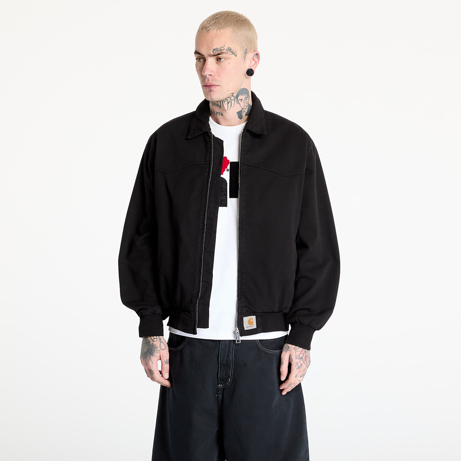 Kurtki męskie Carhartt WIP OG Santa Fe Jacket UNISEX Black Garment Dyed
