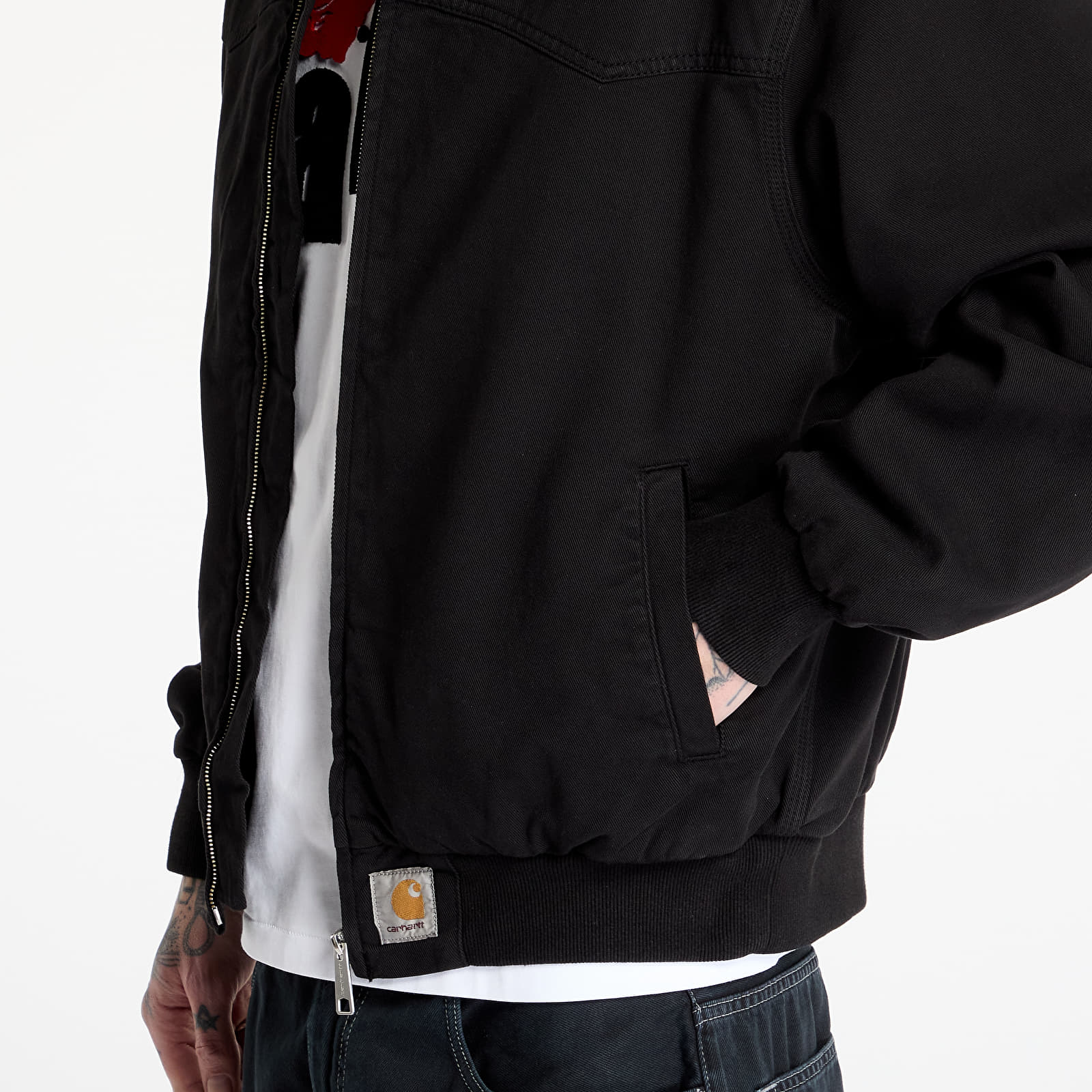Kurtki męskie Carhartt WIP OG Santa Fe Jacket UNISEX Black Garment Dyed