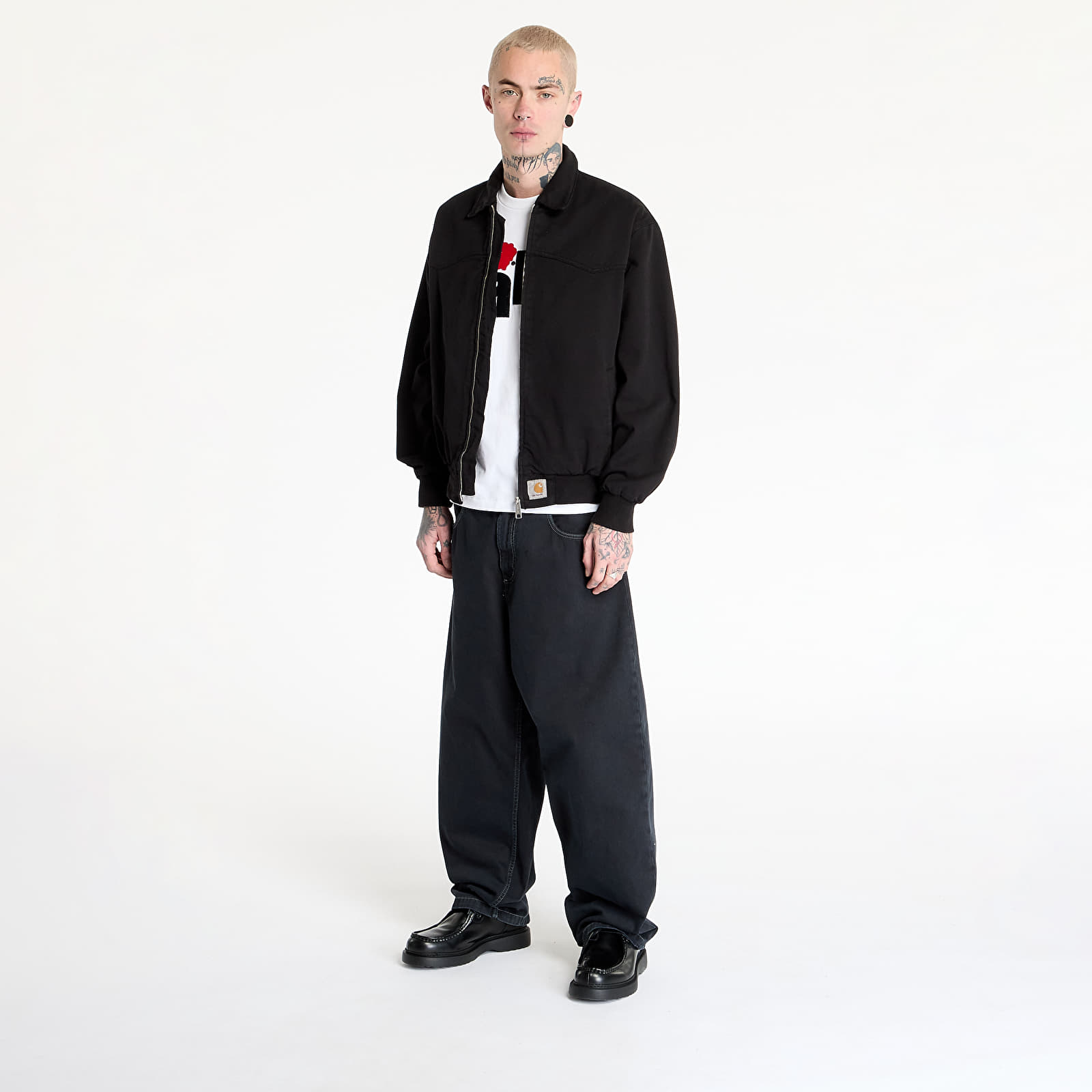 Kurtki męskie Carhartt WIP OG Santa Fe Jacket UNISEX Black Garment Dyed