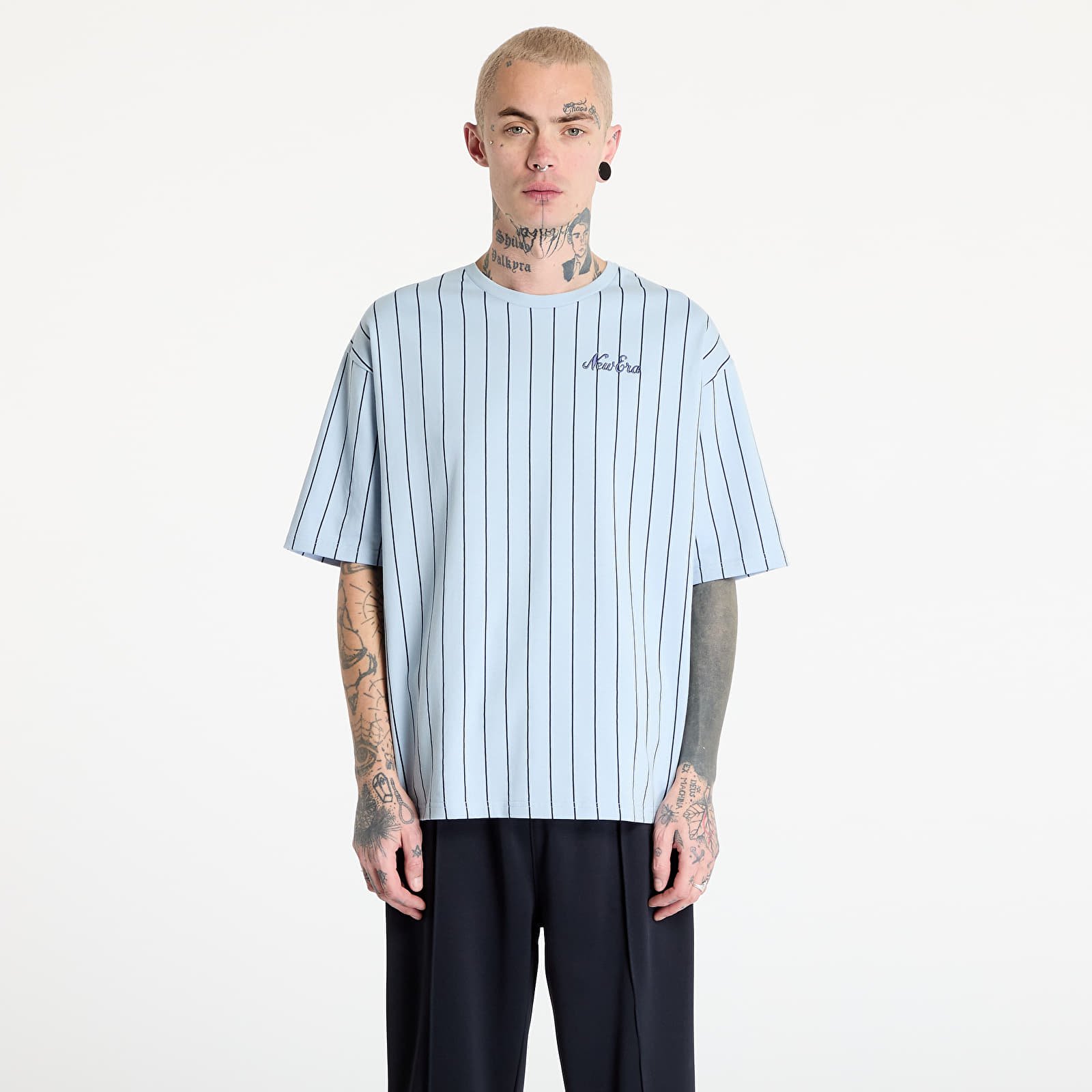 Men's T-shirts New Era Pinstripe Oversized T-Shirt UNISEX Pastel Blue