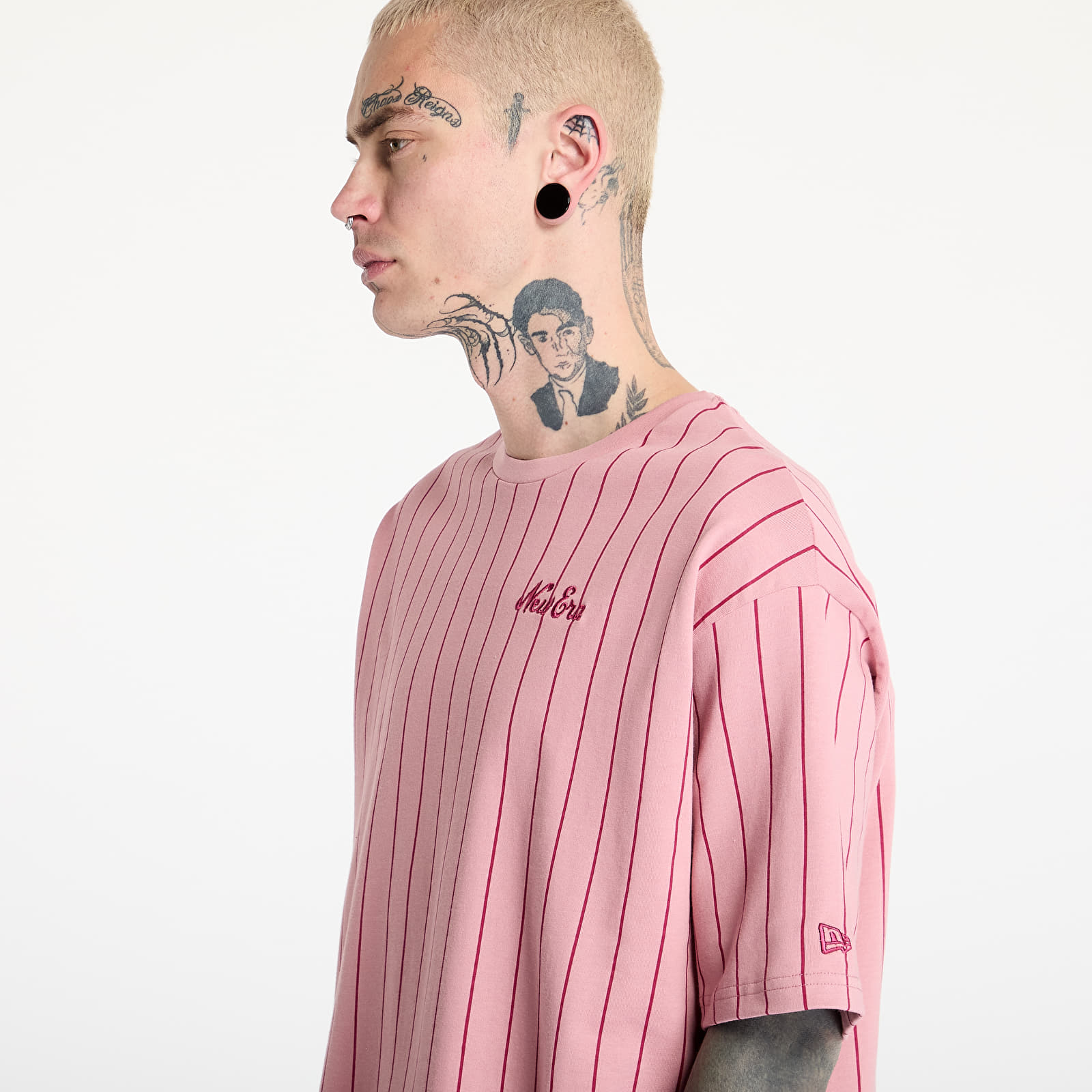 Men's T-shirts New Era Pinstripe Oversized T-Shirt UNISEX Dark Pink