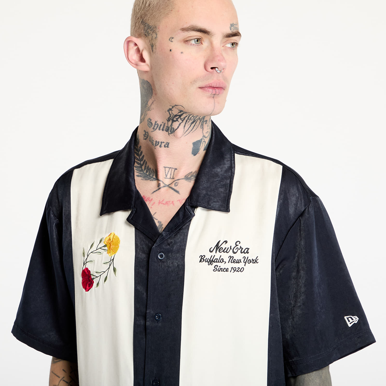 Men's shirts New Era Stripe Revere Shirt UNISEX Navy