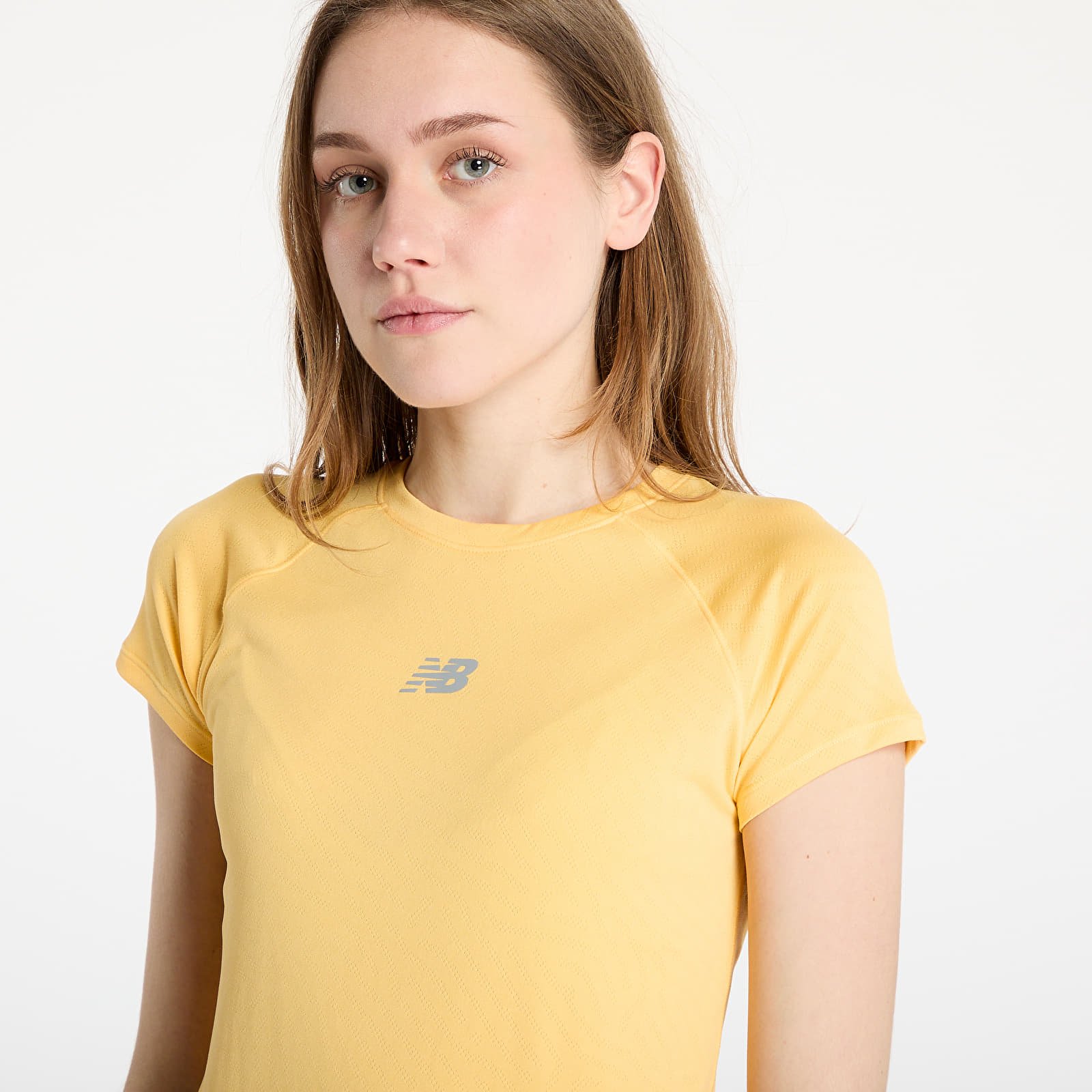 Naisten T-paidat New Balance Women's Jacquard Slim T-Shirt Clementine