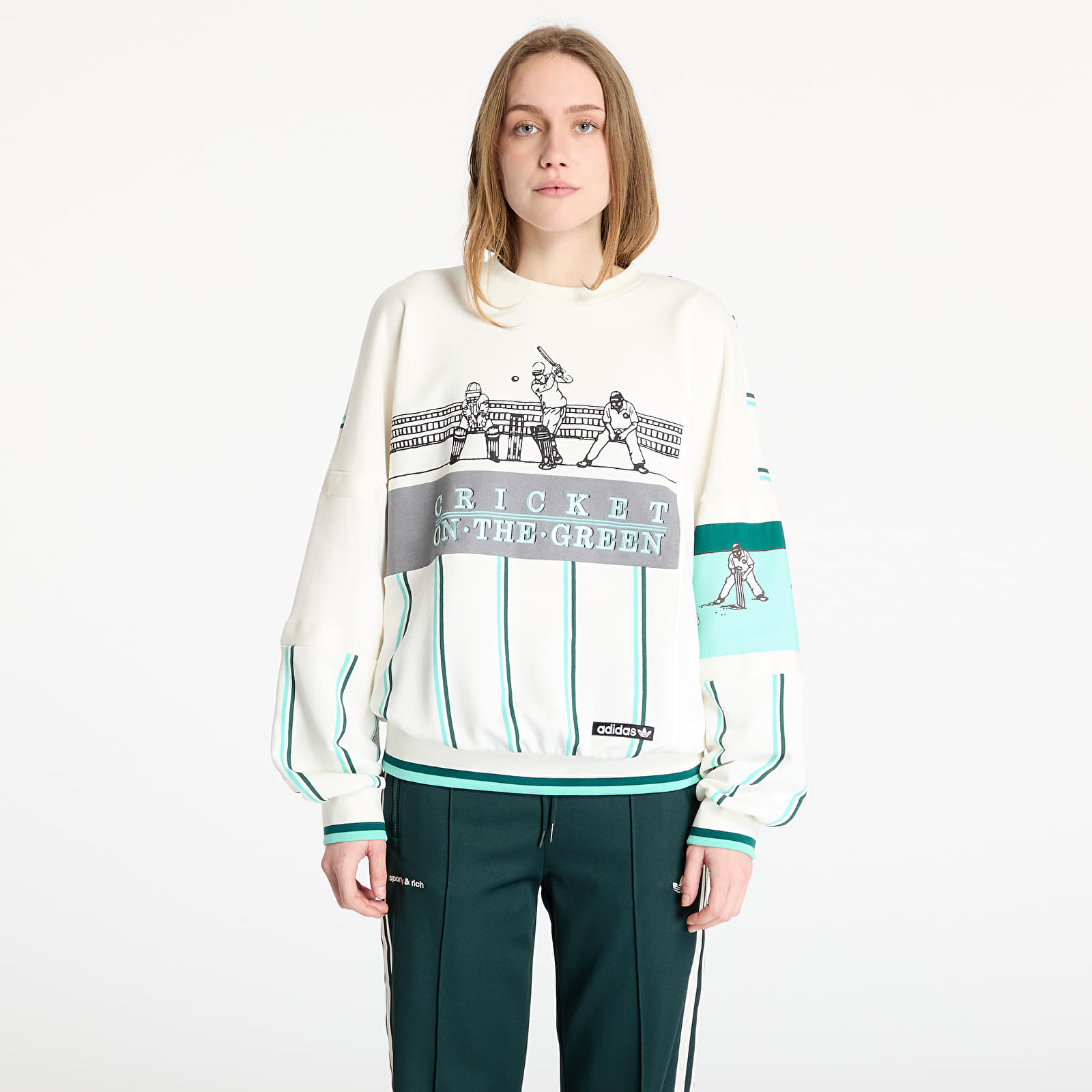 Women's Sweatshirts adidas Retro Sports Cricket-Inspired Crew White/ Off White