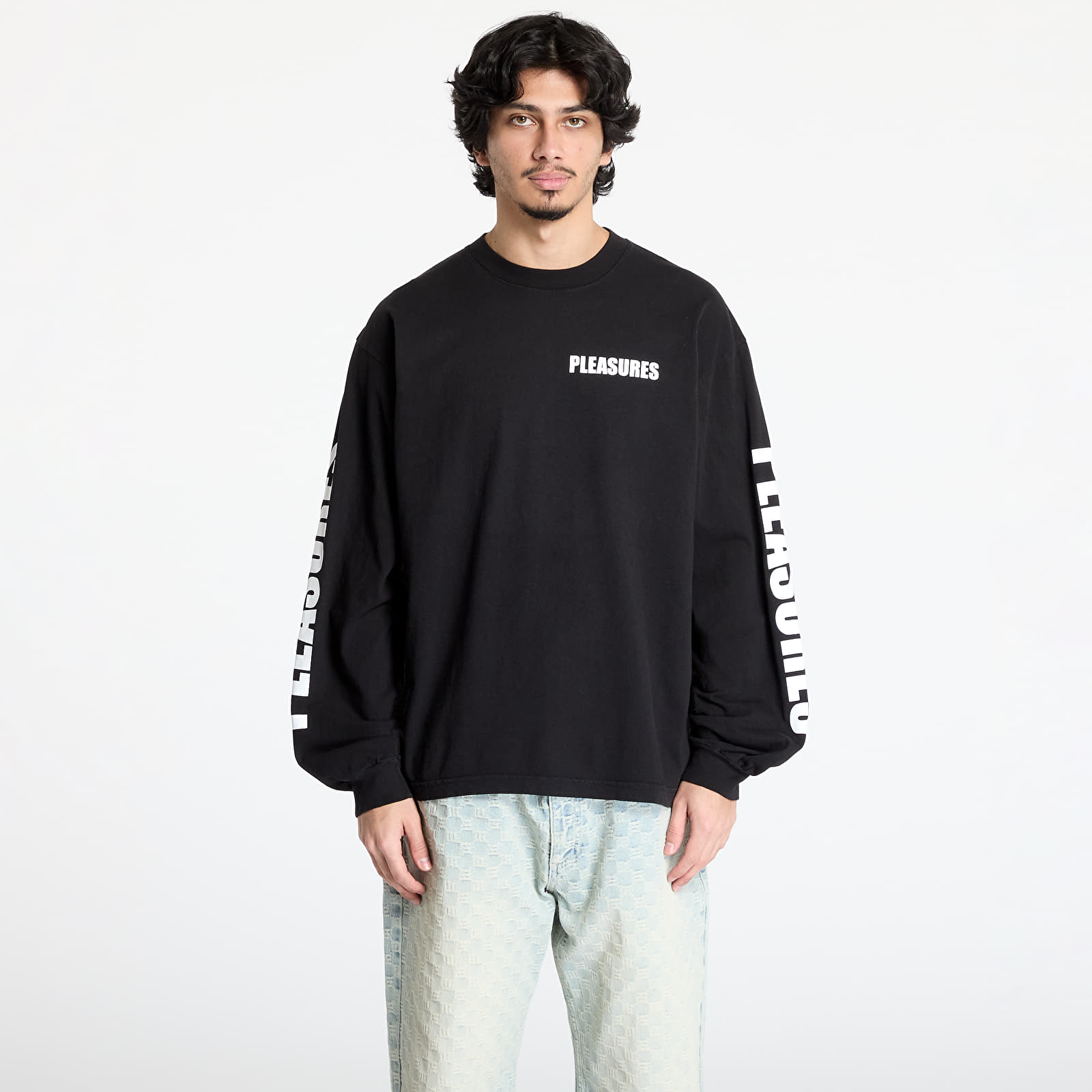 Camisetas hombre PLEASURES Impact Staff Long Sleeve T-Shirt Black