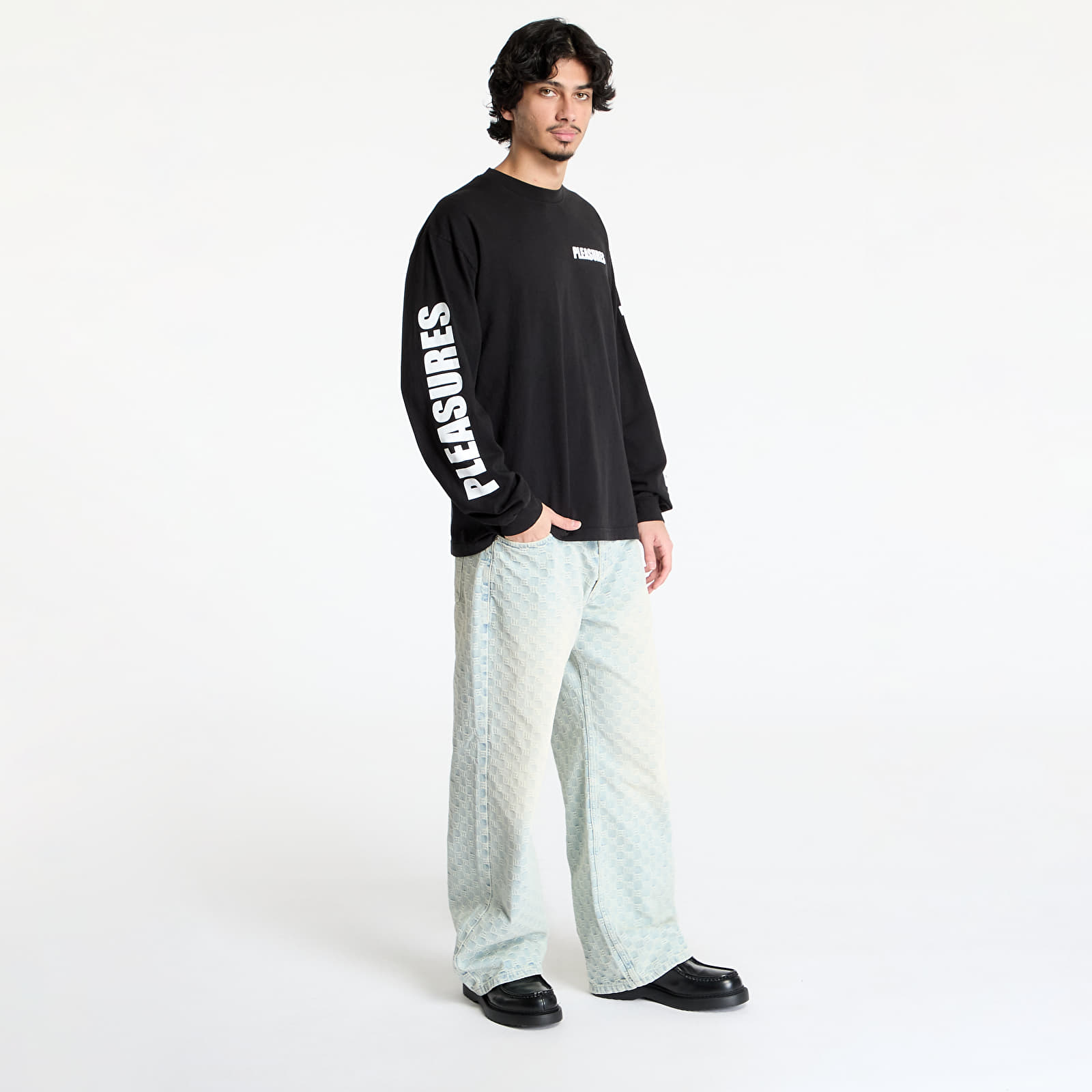 Camisetas hombre PLEASURES Impact Staff Long Sleeve T-Shirt Black