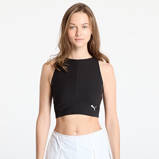 Top Puma Wardrobe Essentials Ribbed Crop Top PUMA Black