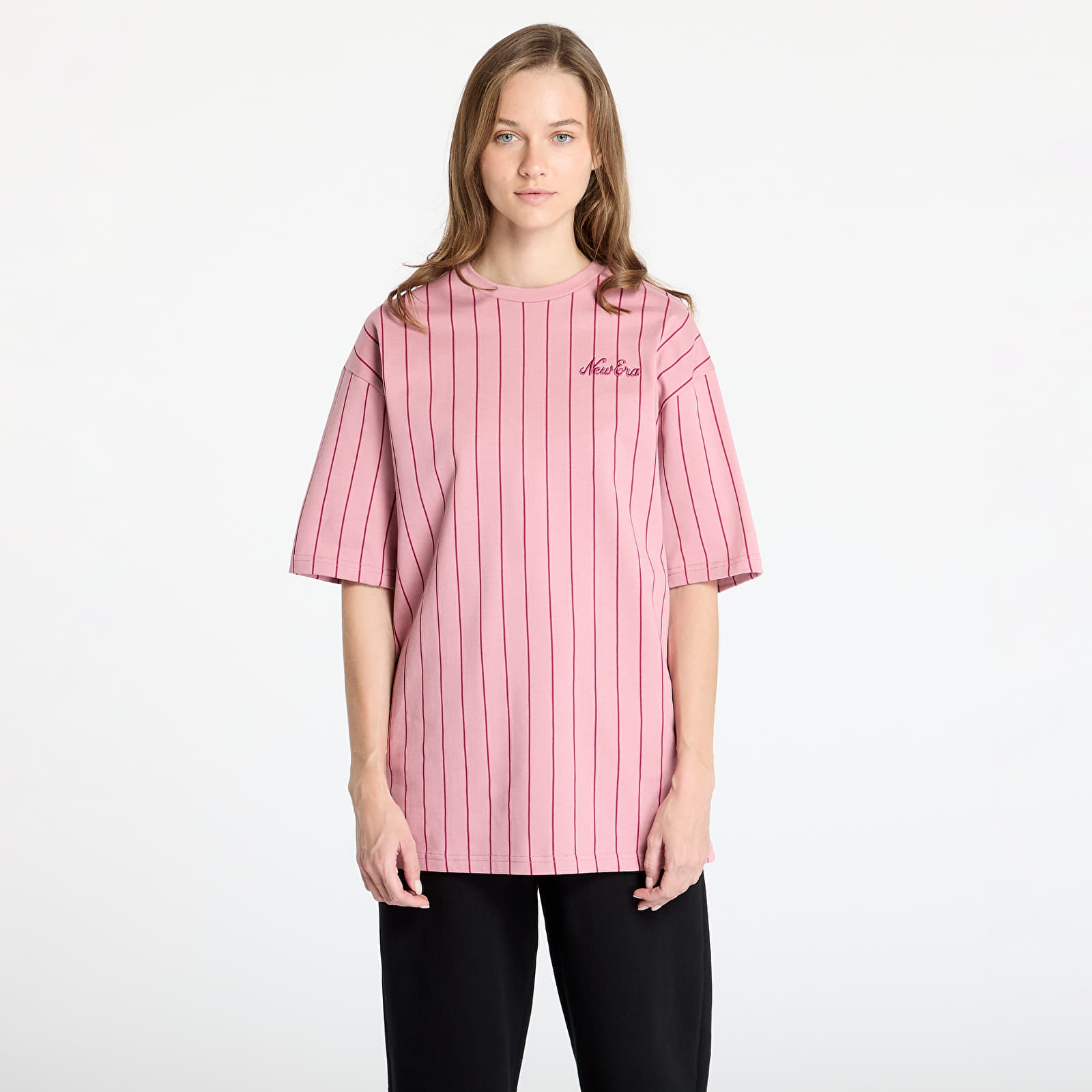 Men's T-shirts New Era Pinstripe Oversized T-Shirt UNISEX Dark Pink