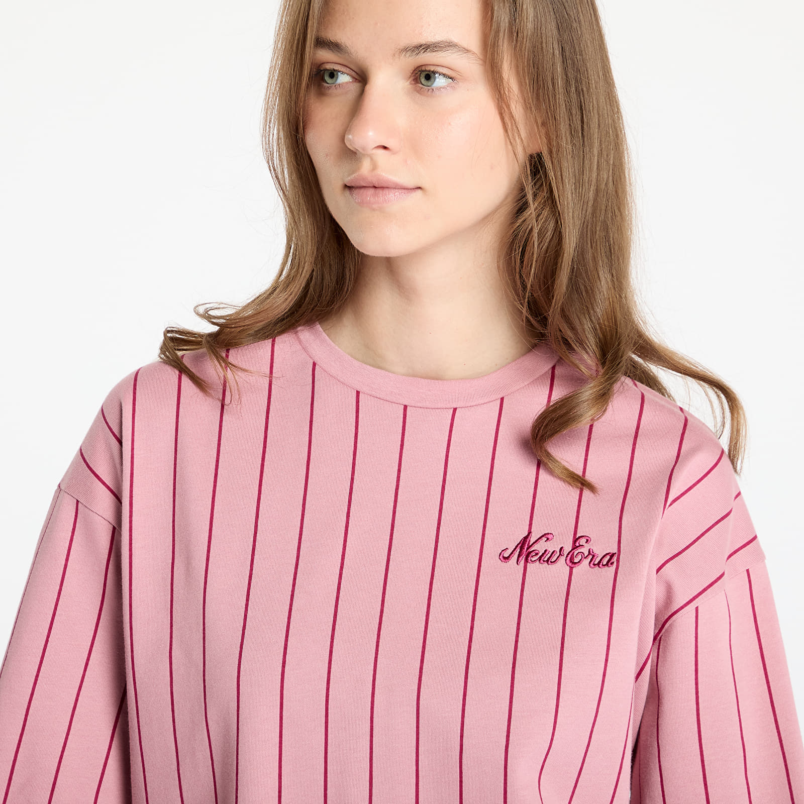 Men's T-shirts New Era Pinstripe Oversized T-Shirt UNISEX Dark Pink