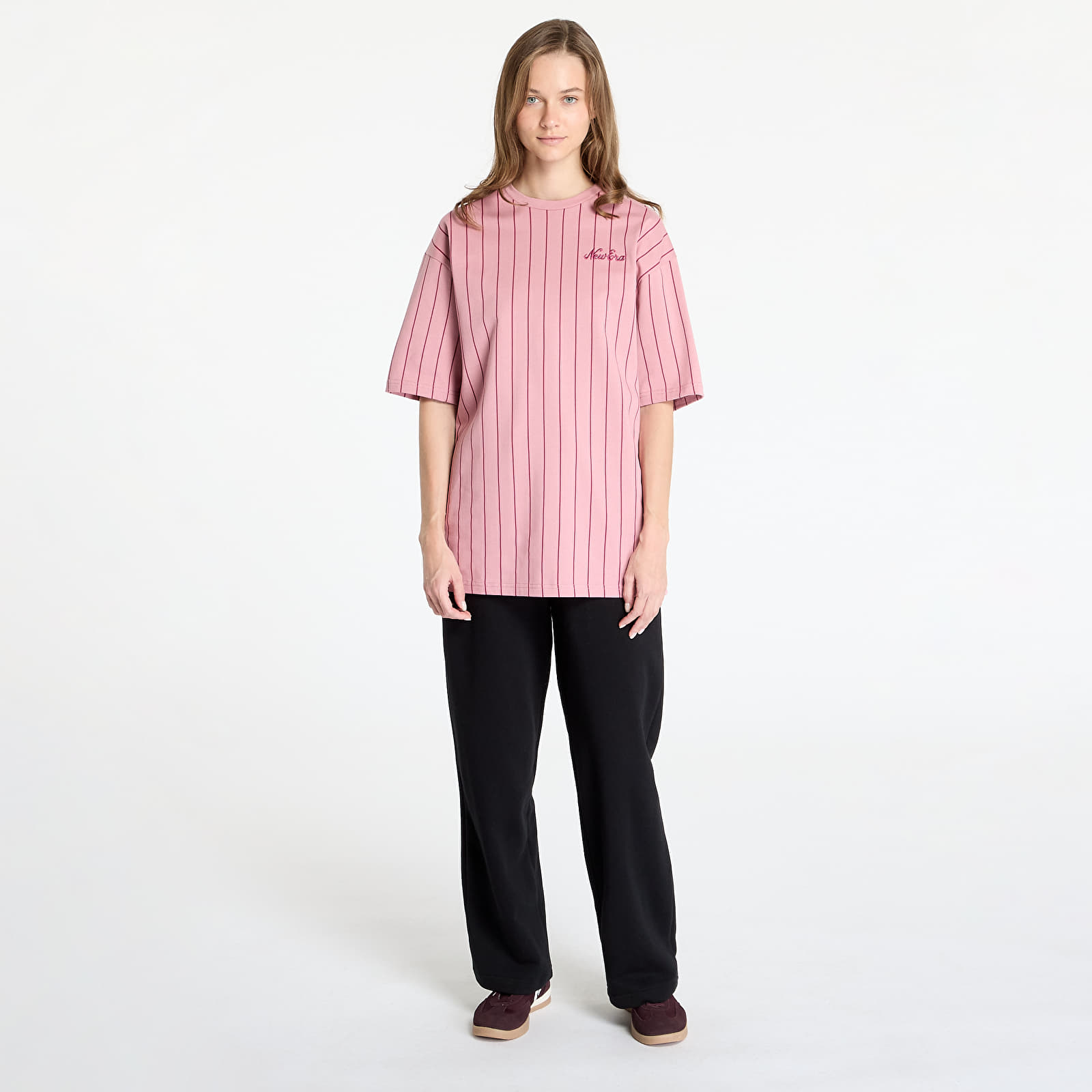 Men's T-shirts New Era Pinstripe Oversized T-Shirt UNISEX Dark Pink