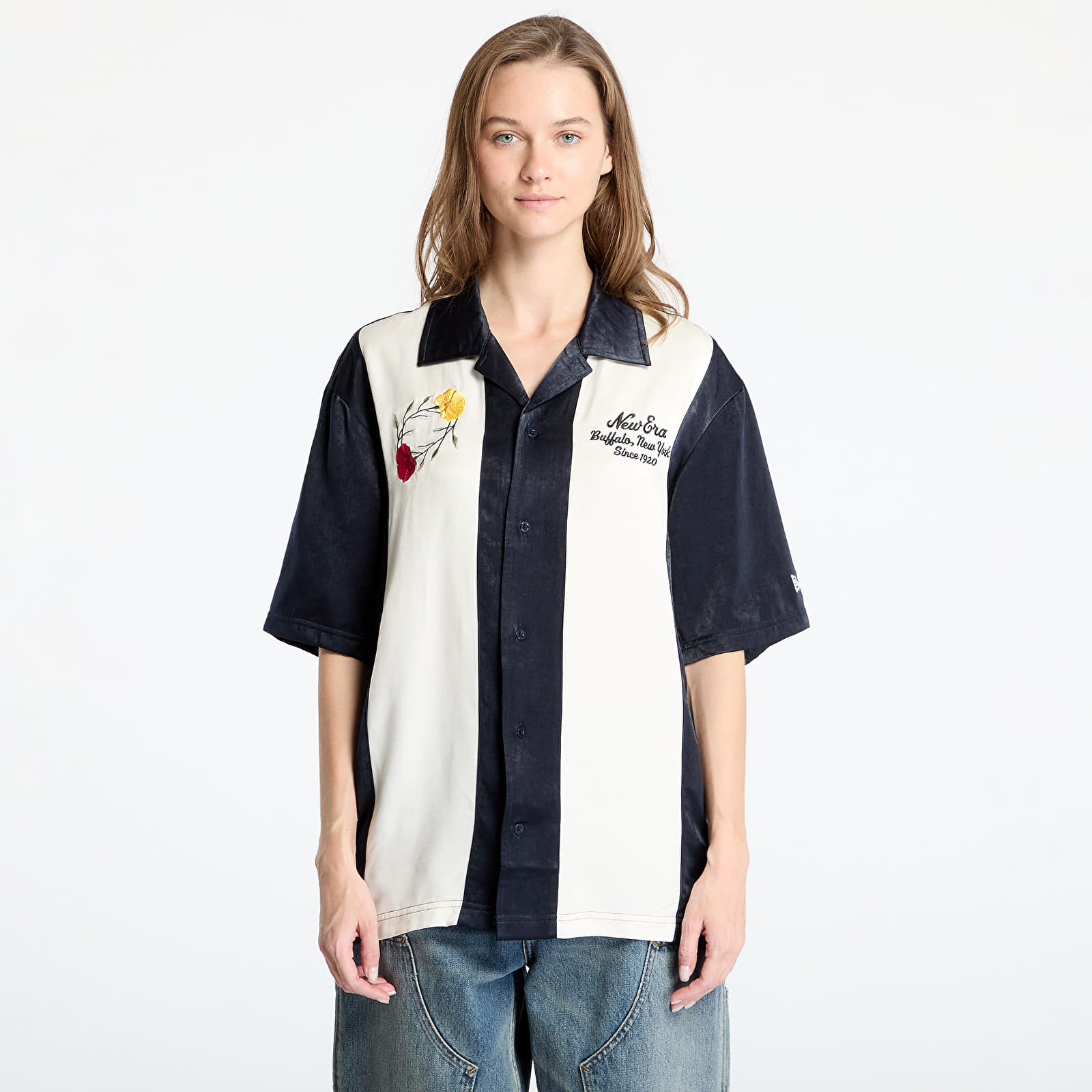 Men's shirts New Era Stripe Revere Shirt UNISEX Navy