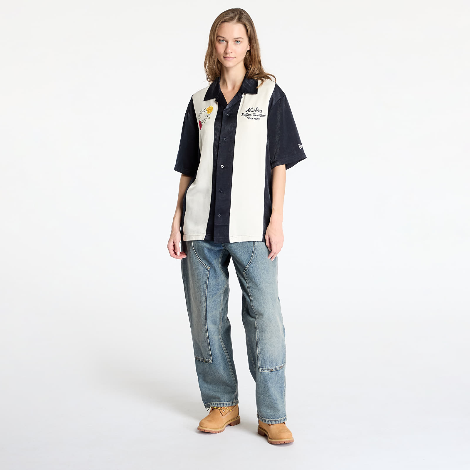 Men's shirts New Era Stripe Revere Shirt UNISEX Navy