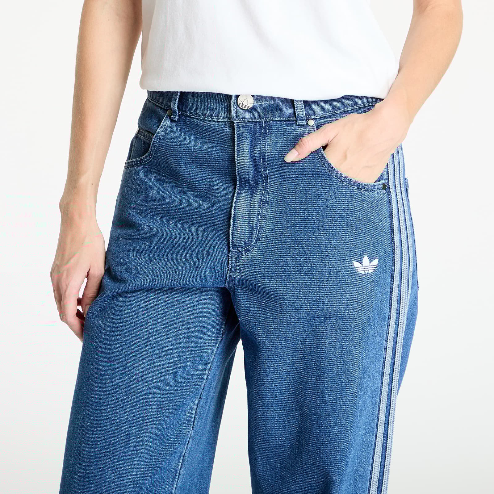 Women's jeans adidas Adicolor Denim 3 Stripes Track Pants Indigo Denim