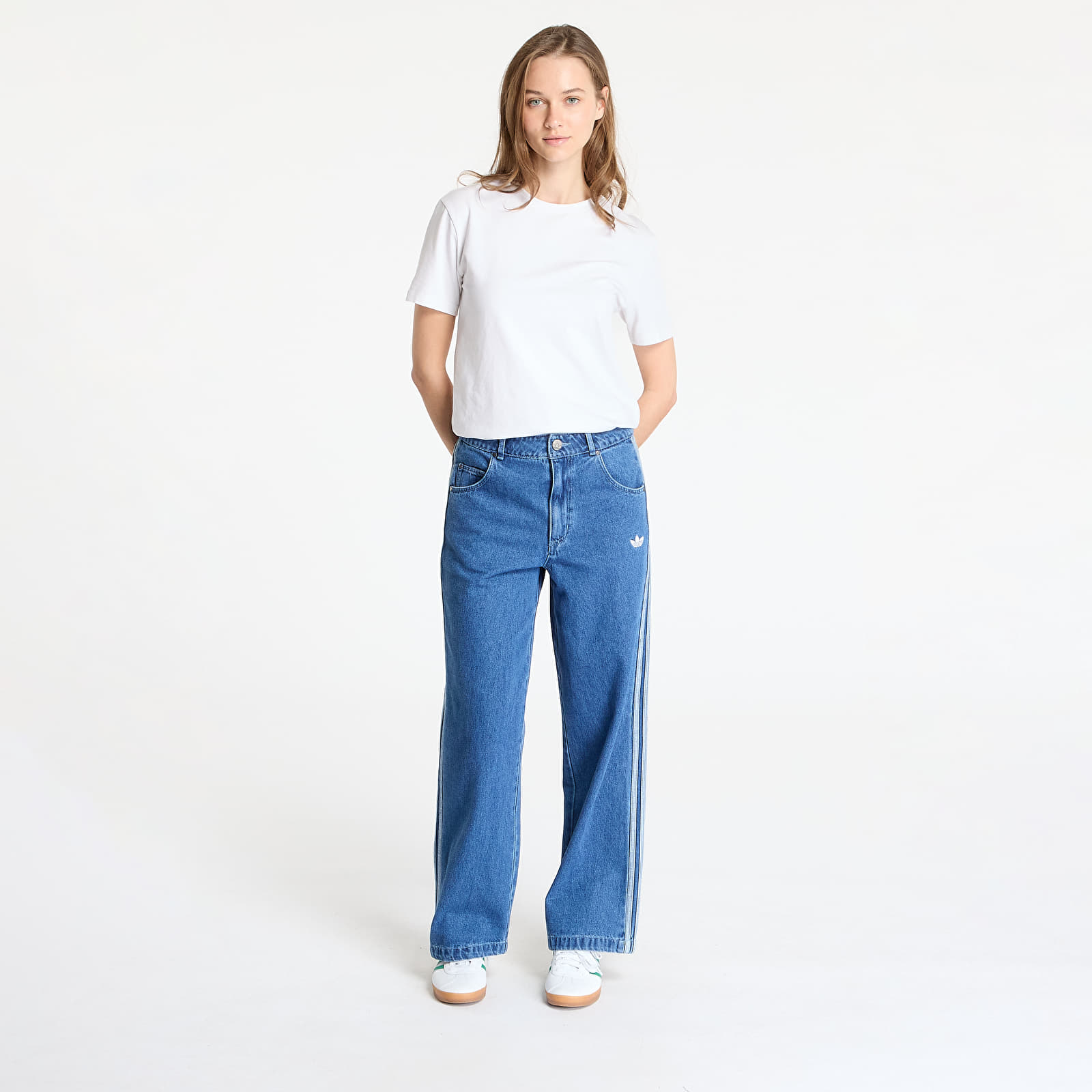 Women's jeans adidas Adicolor Denim 3 Stripes Track Pants Indigo Denim