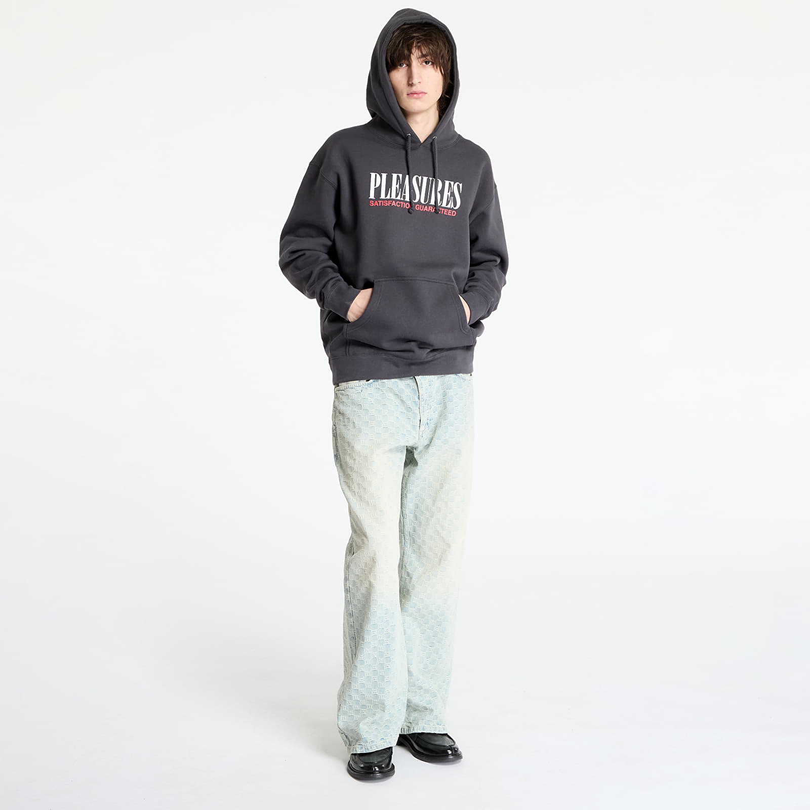 Sudaderas de hombre PLEASURES Satisfaction Hoodie Asphalt