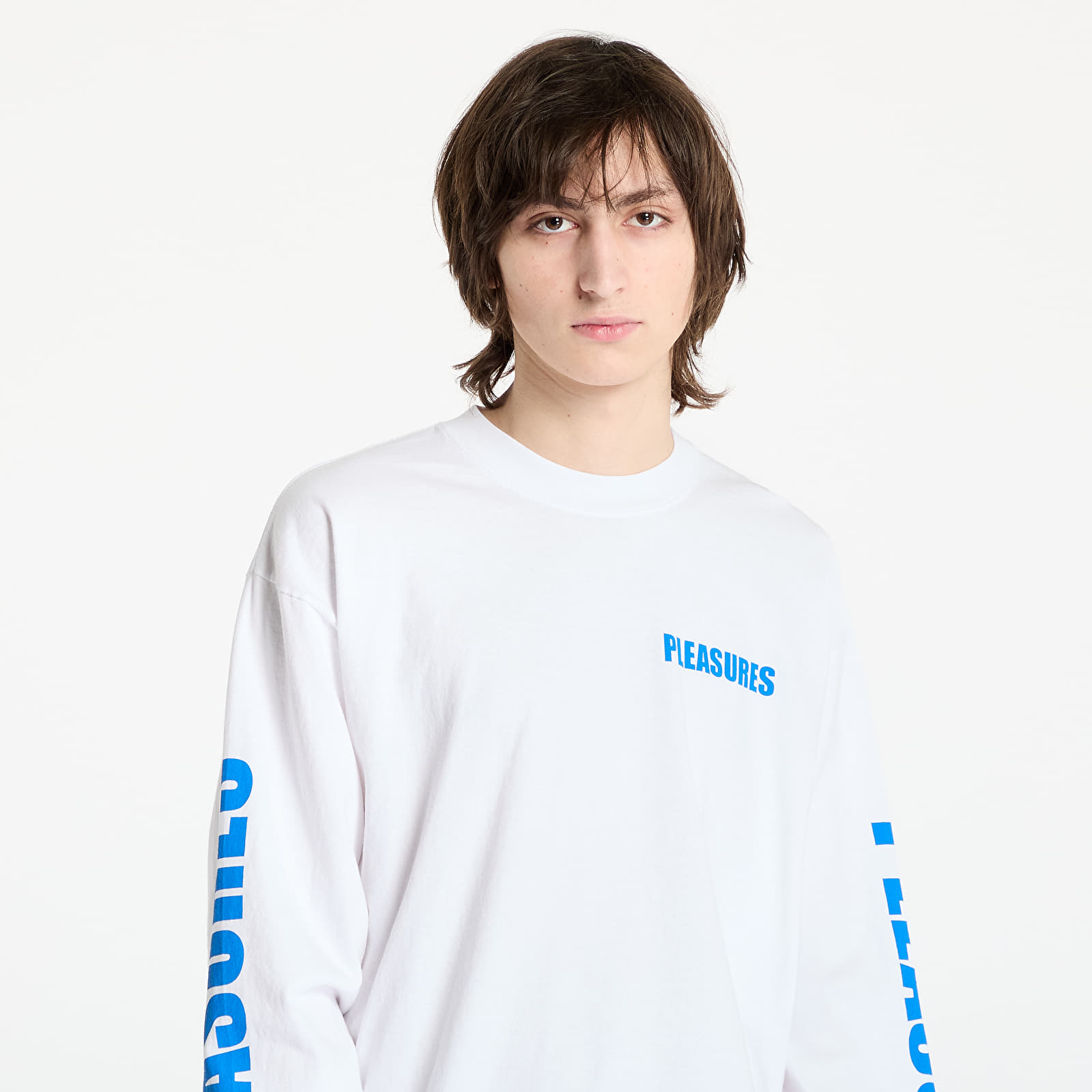 Moške majice PLEASURES Impact Staff Long Sleeve T-Shirt White