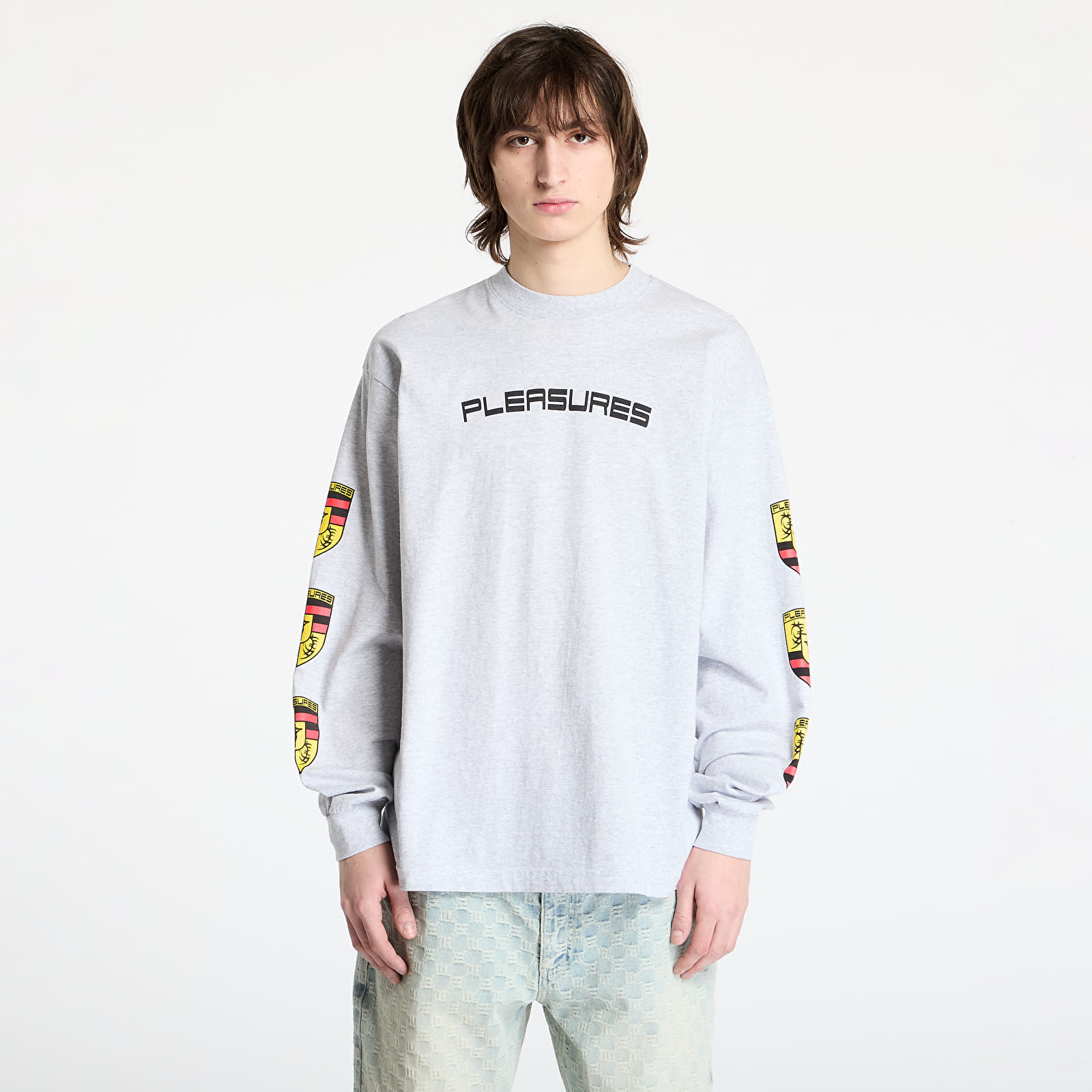 Men's T-shirts PLEASURES Fast Life Long Sleeve Ash Grey