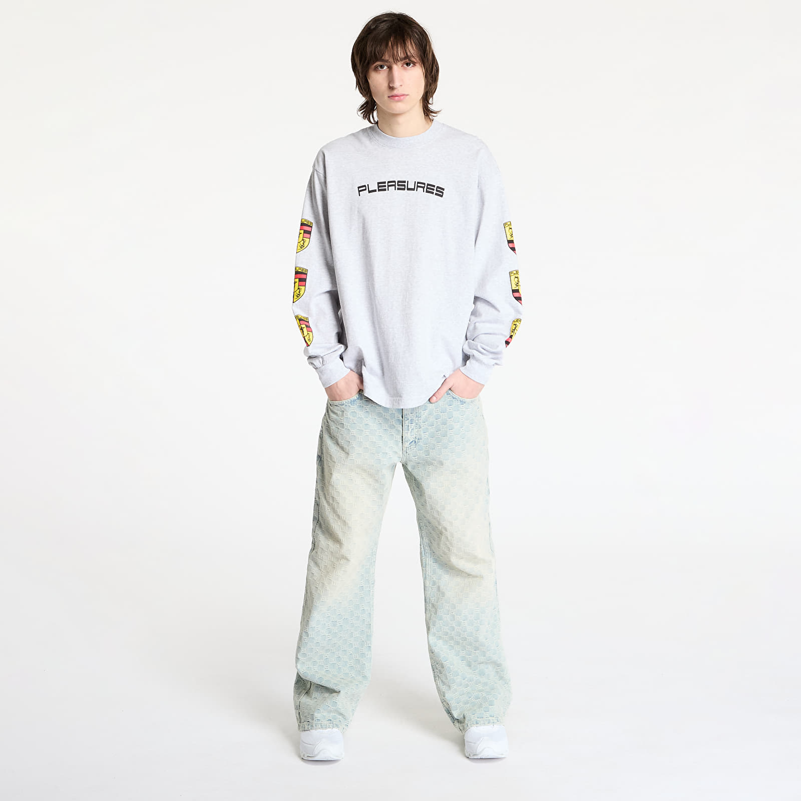 Men's T-shirts PLEASURES Fast Life Long Sleeve Ash Grey