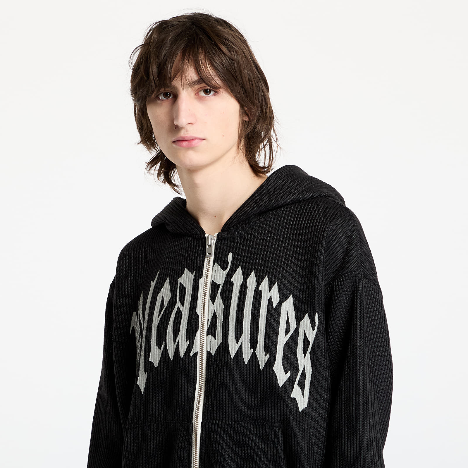Sweatshirts and Sweaters PLEASURES Twitch Knitted Zip Hoodie Black