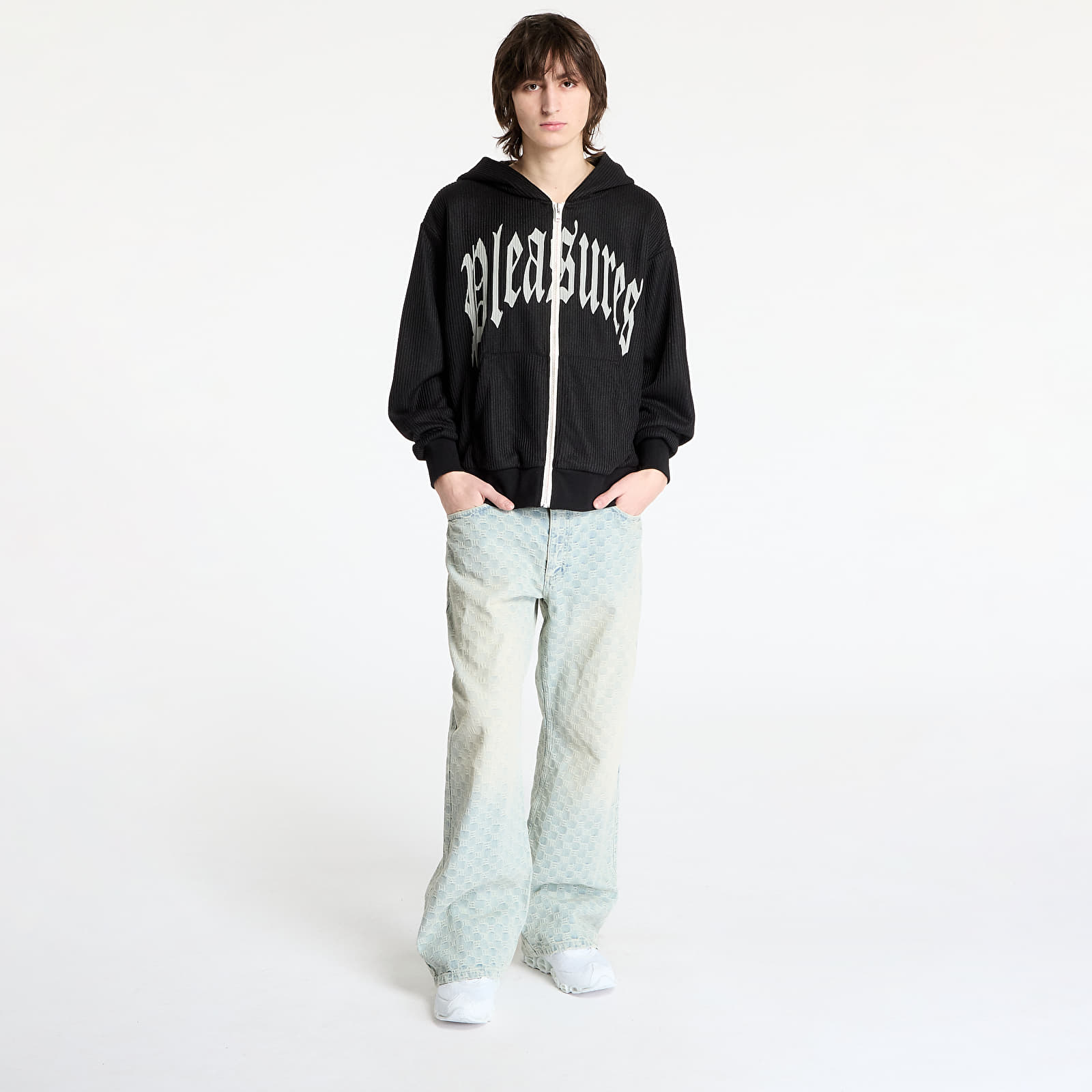 Sweatshirts and Sweaters PLEASURES Twitch Knitted Zip Hoodie Black