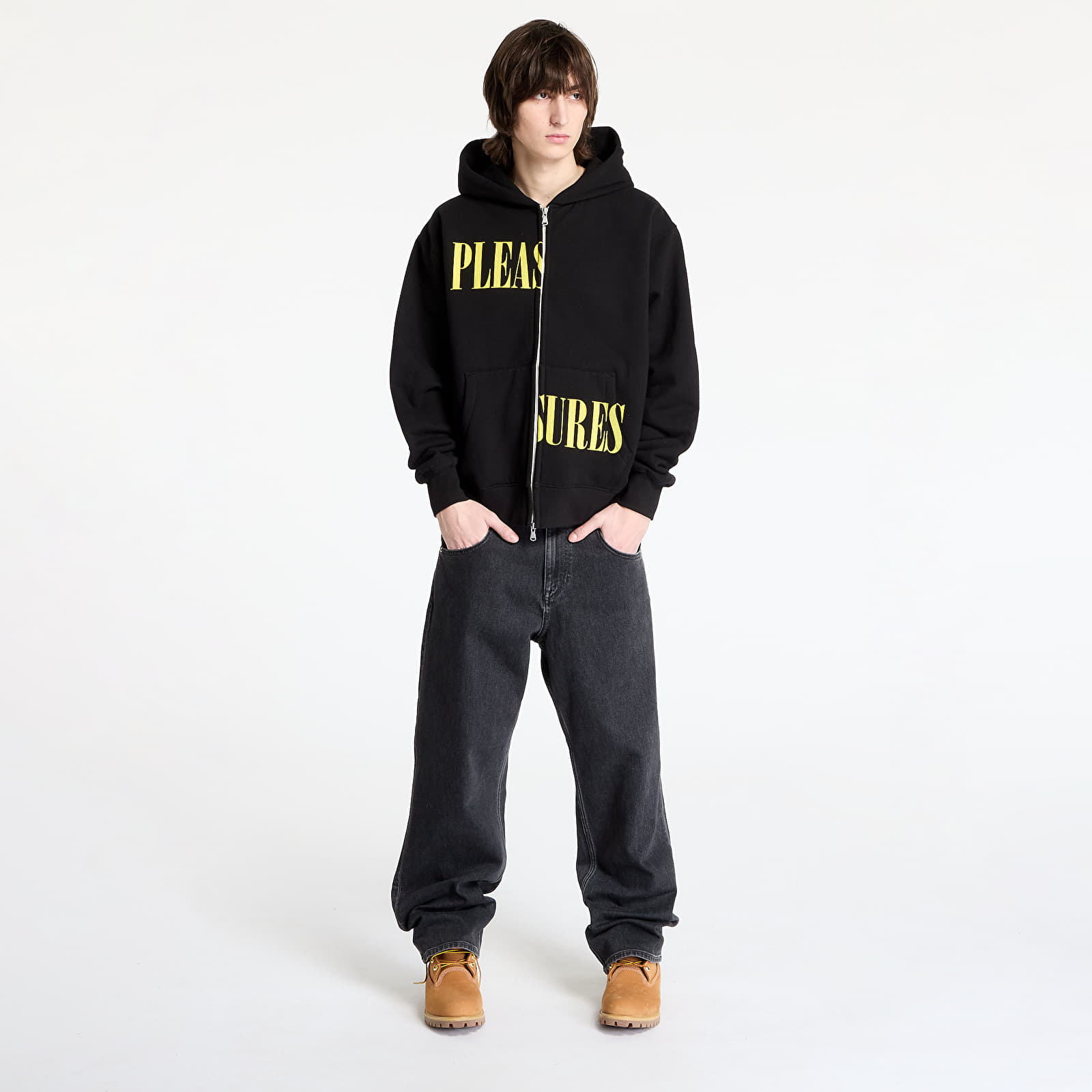 Men's sweatshirts PLEASURES Split Zip Hoodie Black