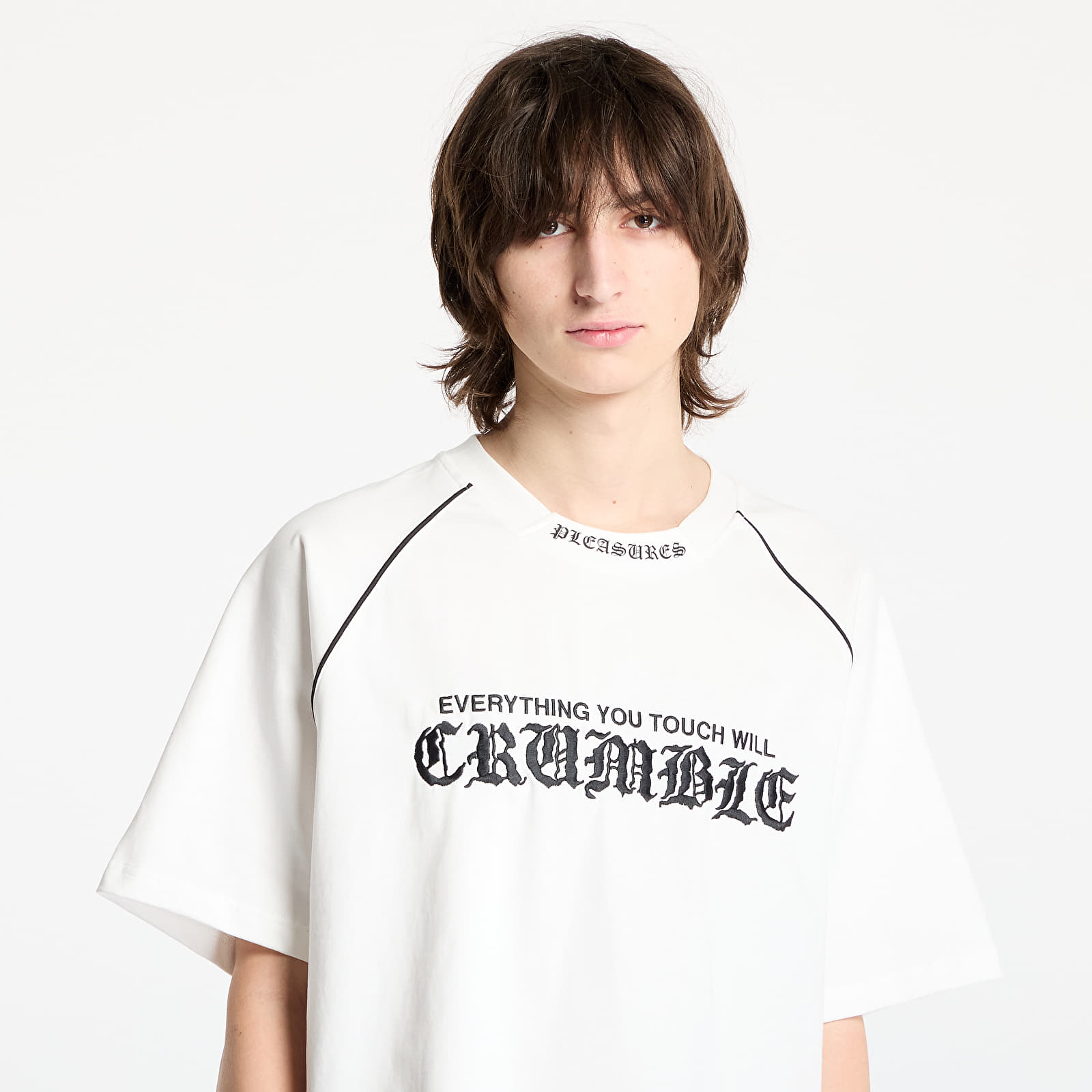 T-skjorter for menn PLEASURES Crumble Heavyweight Raglan White