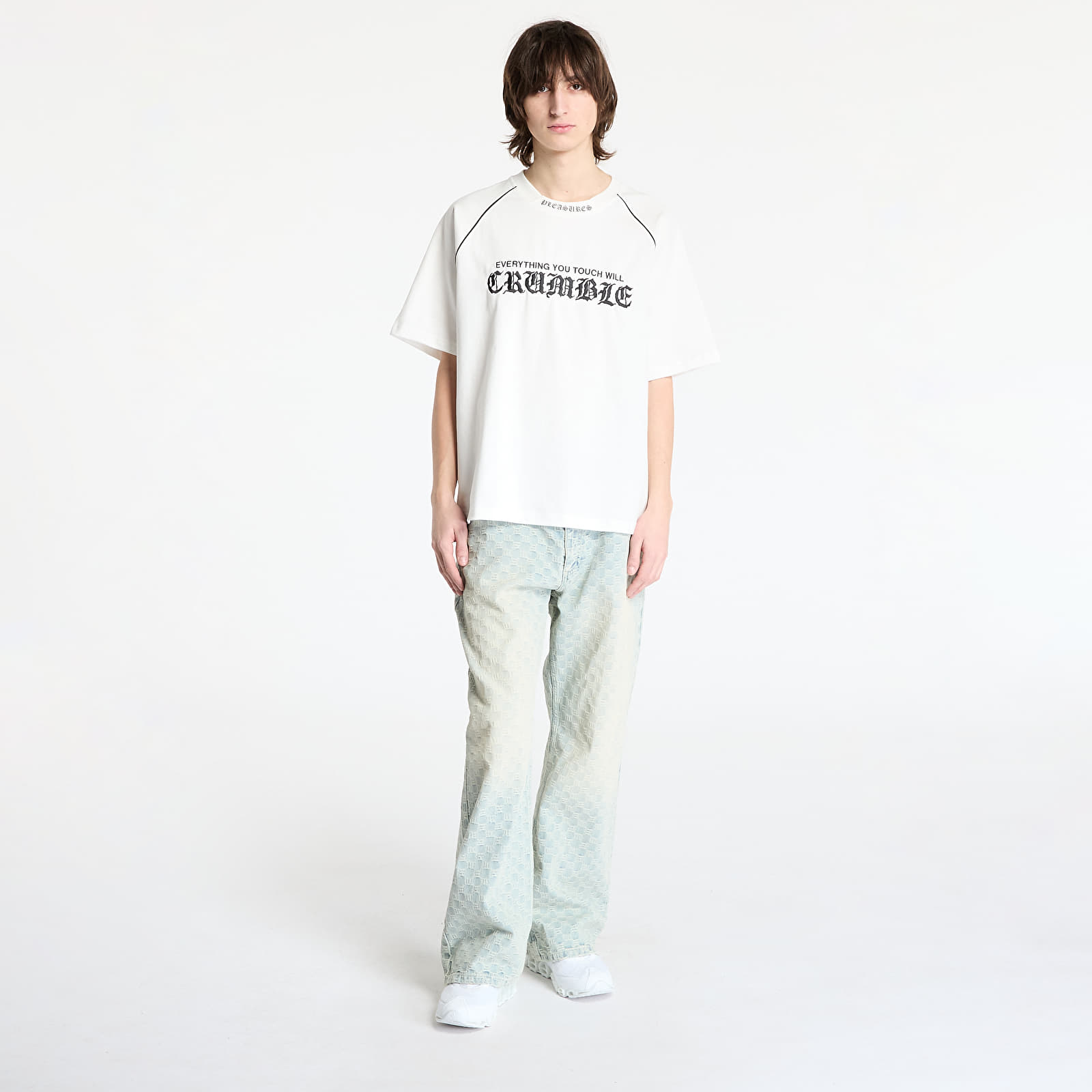 T-skjorter for menn PLEASURES Crumble Heavyweight Raglan White
