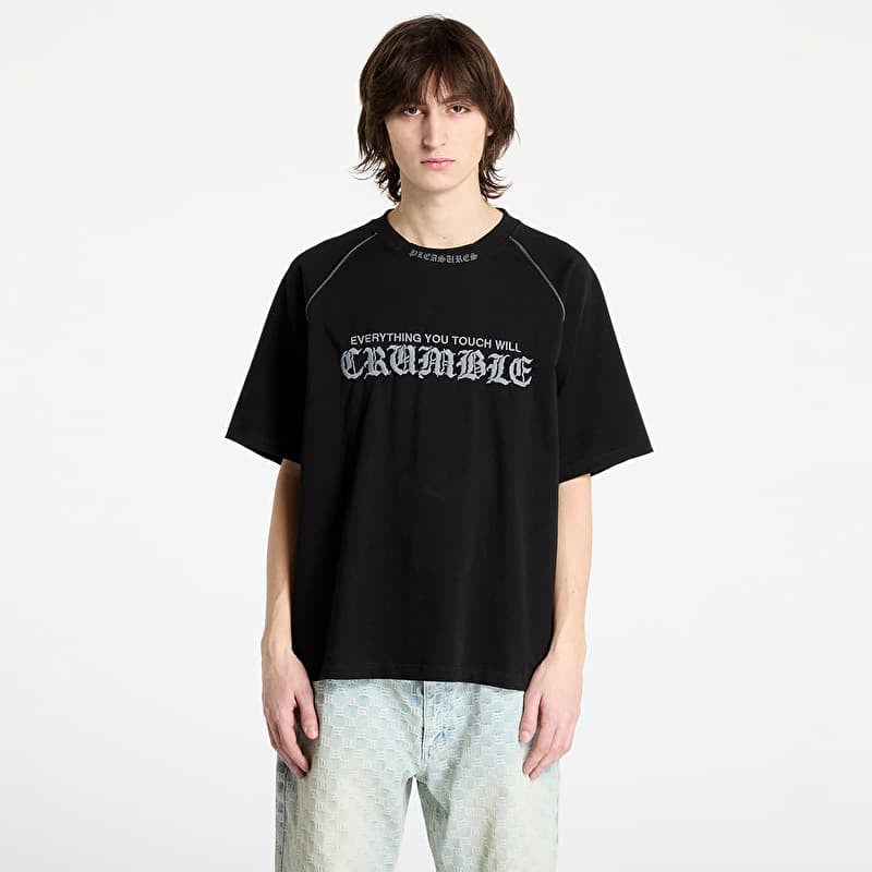 T-shirt PLEASURES Crumble Heavyweight Raglan Black