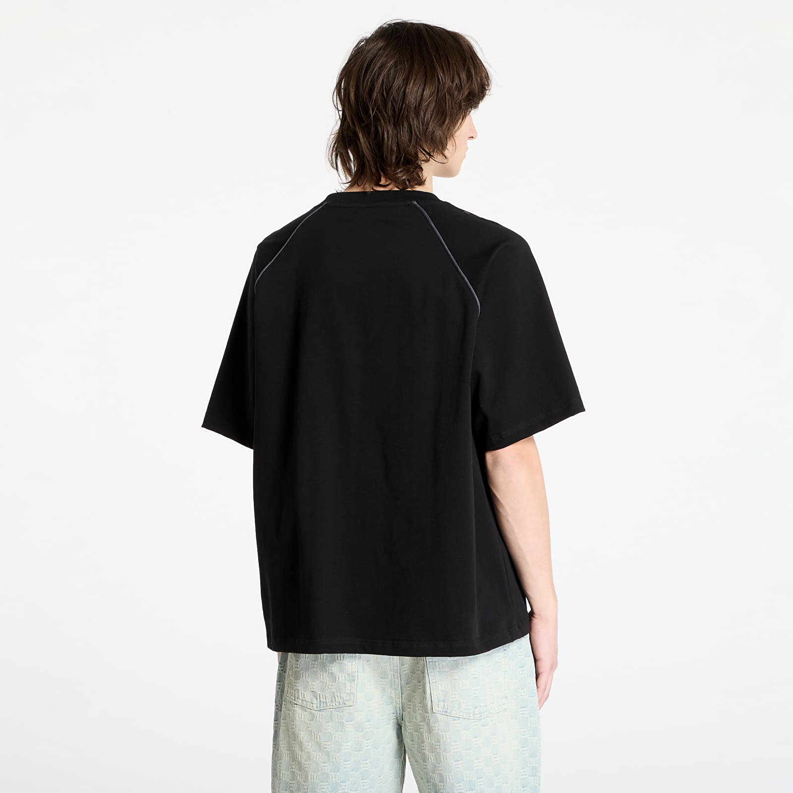 Men's T-shirts PLEASURES Crumble Heavyweight Raglan Black