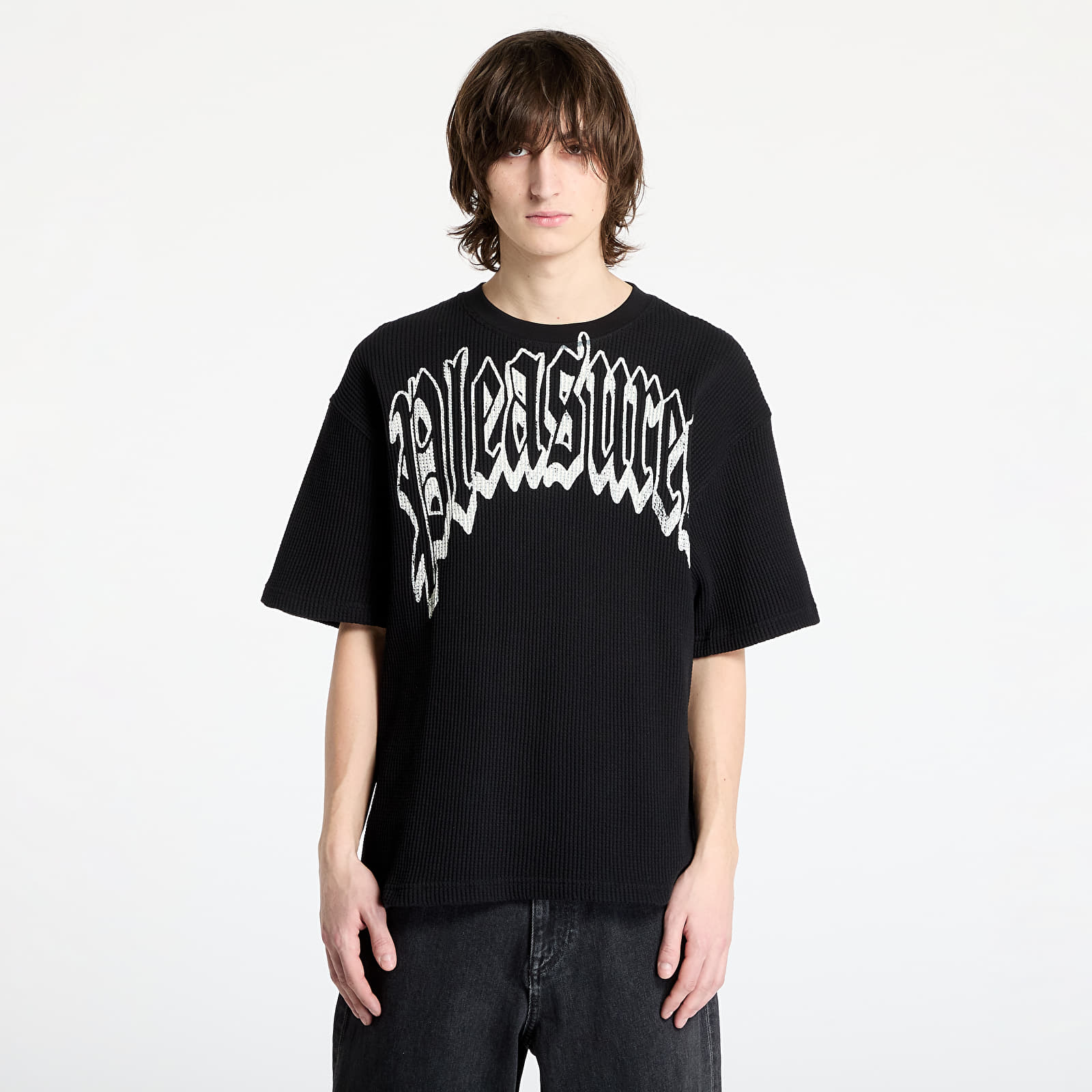 Men's T-shirts PLEASURES Twitch Waffle T-Shirt Black