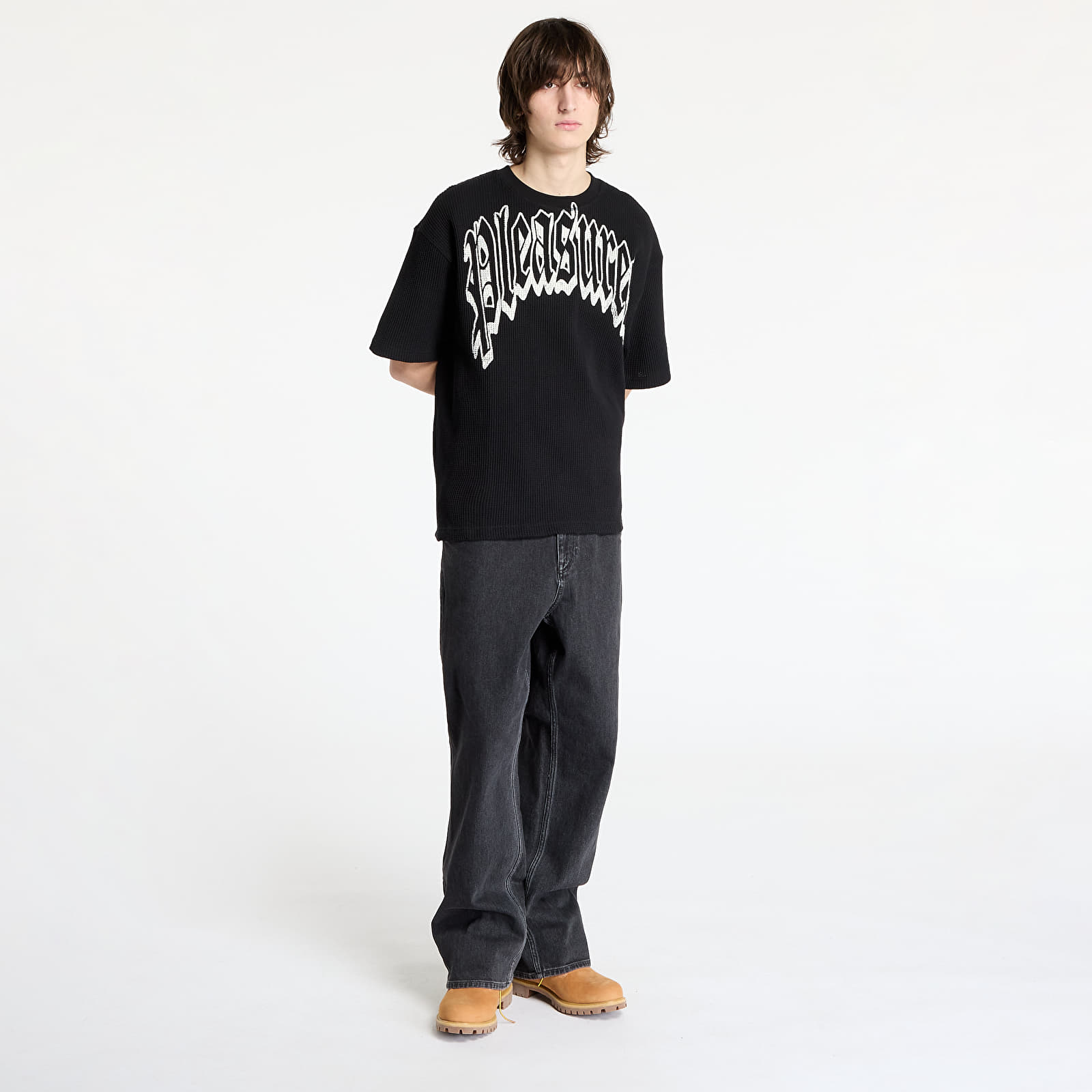 Men's T-shirts PLEASURES Twitch Waffle T-Shirt Black