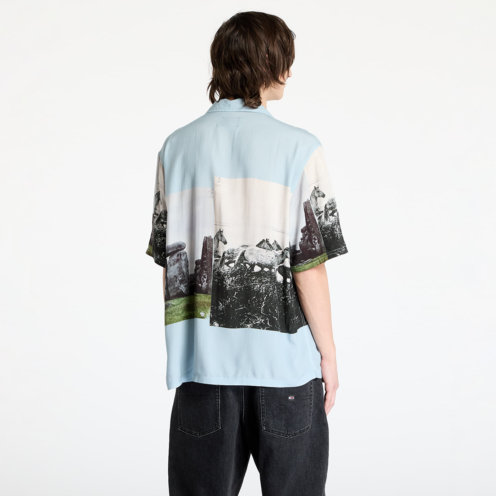 Men's shirts PLEASURES Stone Horse Button Down Shirt Powder Blue