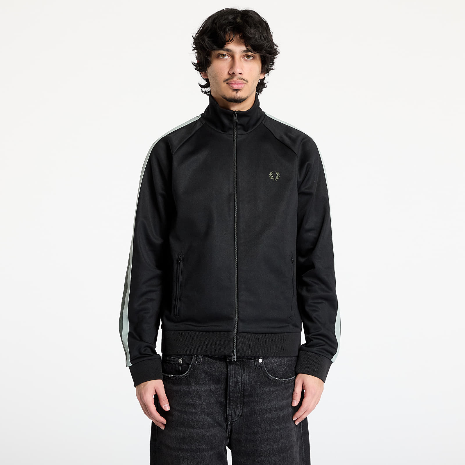 Sudaderas de hombre FRED PERRY Two Colour Tape Track Jacket Black