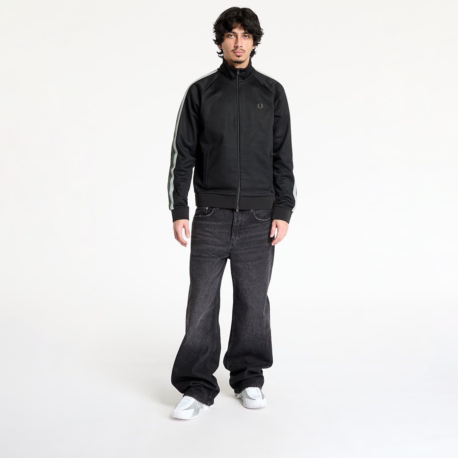 Sudaderas de hombre FRED PERRY Two Colour Tape Track Jacket Black
